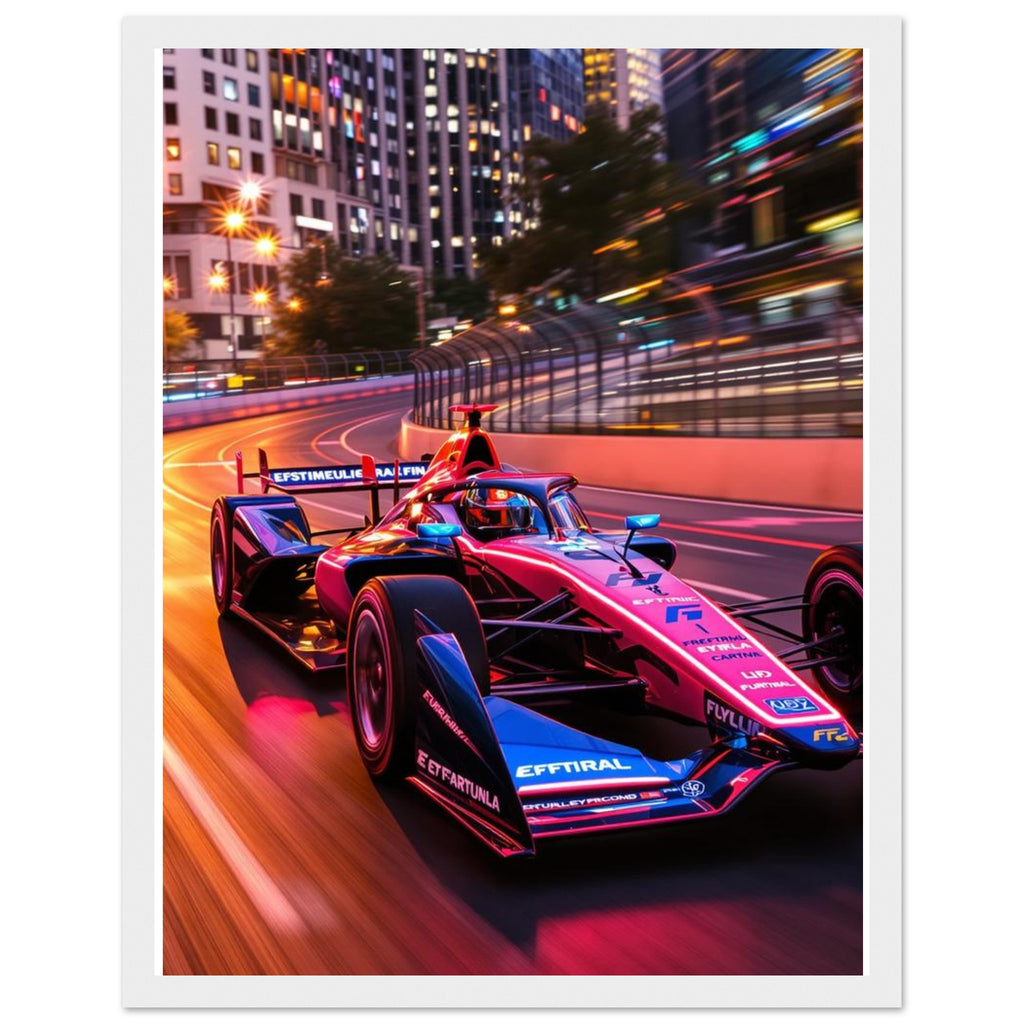 Formula E City Racing Framed Art Print — detail view | Wild Thread Co