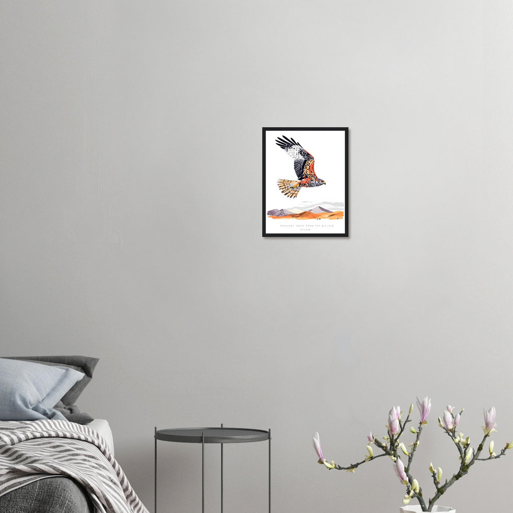 Red Kite Soaring Wales Conservation Framed Art Print — detail view | Wild Thread Co