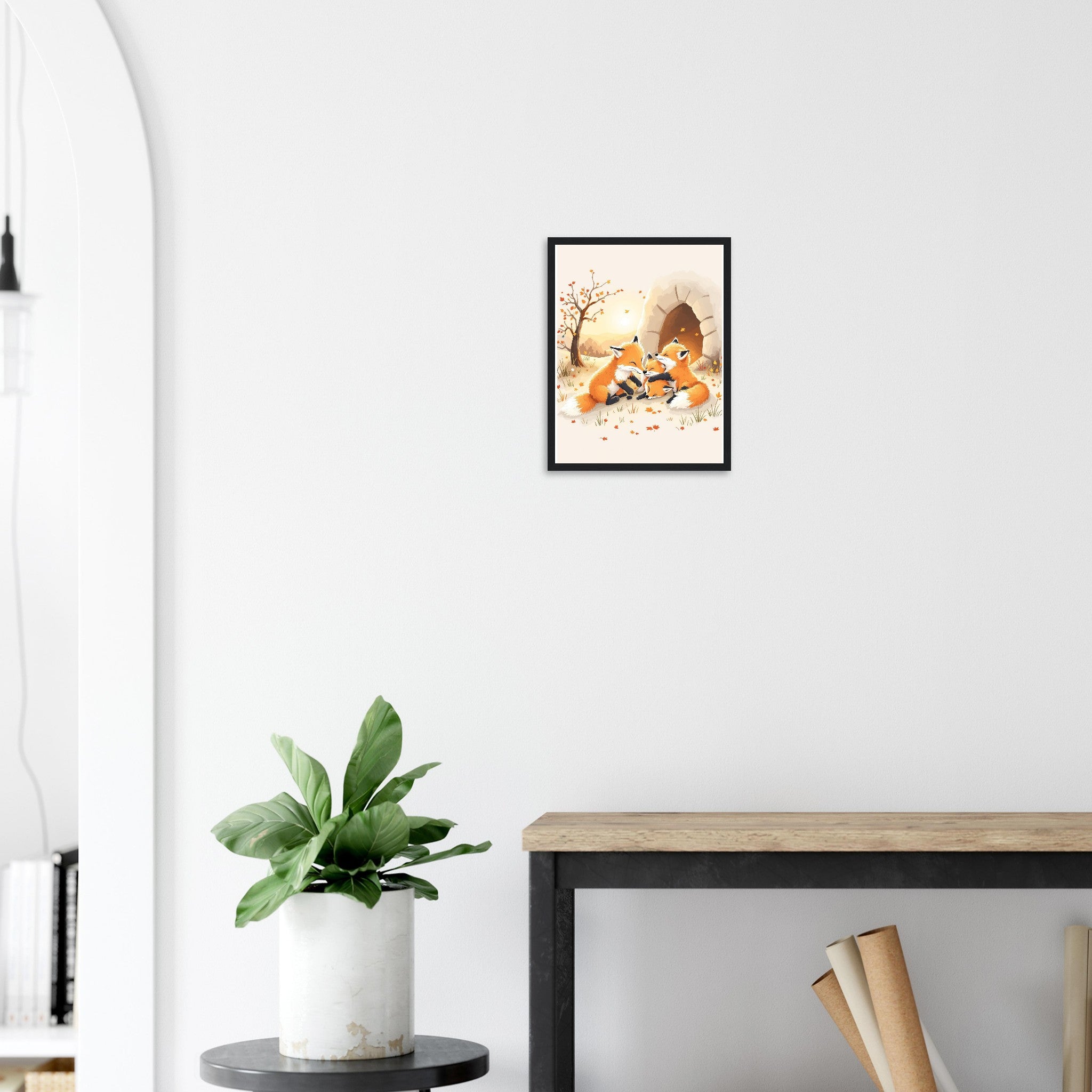 Fox Cubs Playing Art Framed Print Wall Art Ready to Hang UK — Framed Art Print | Wild Thread Co