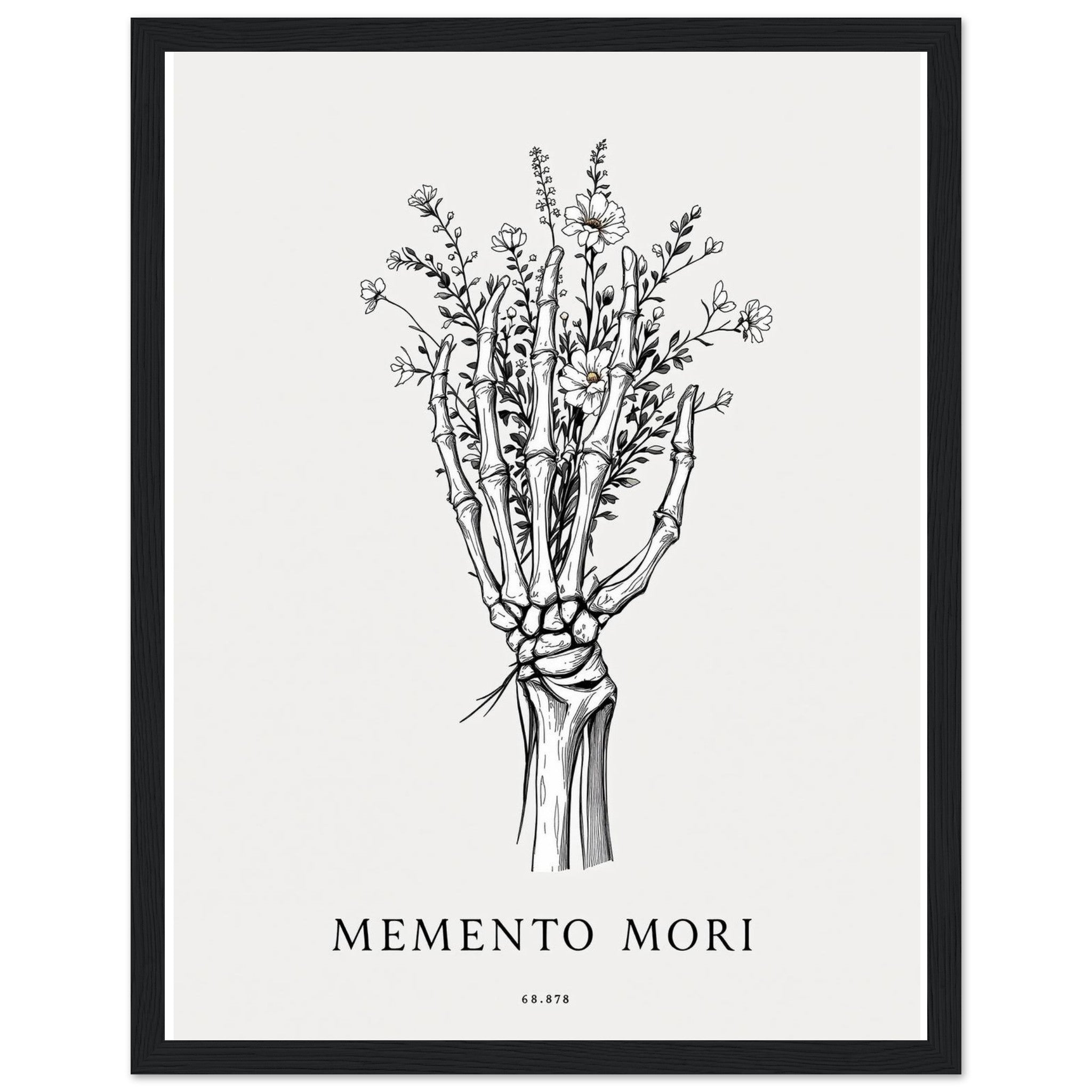 Dark Academia Skeleton Anatomy Framed Print Wall Art Ready to Hang UK Framed Art Print — detail view | Wild Thread Co