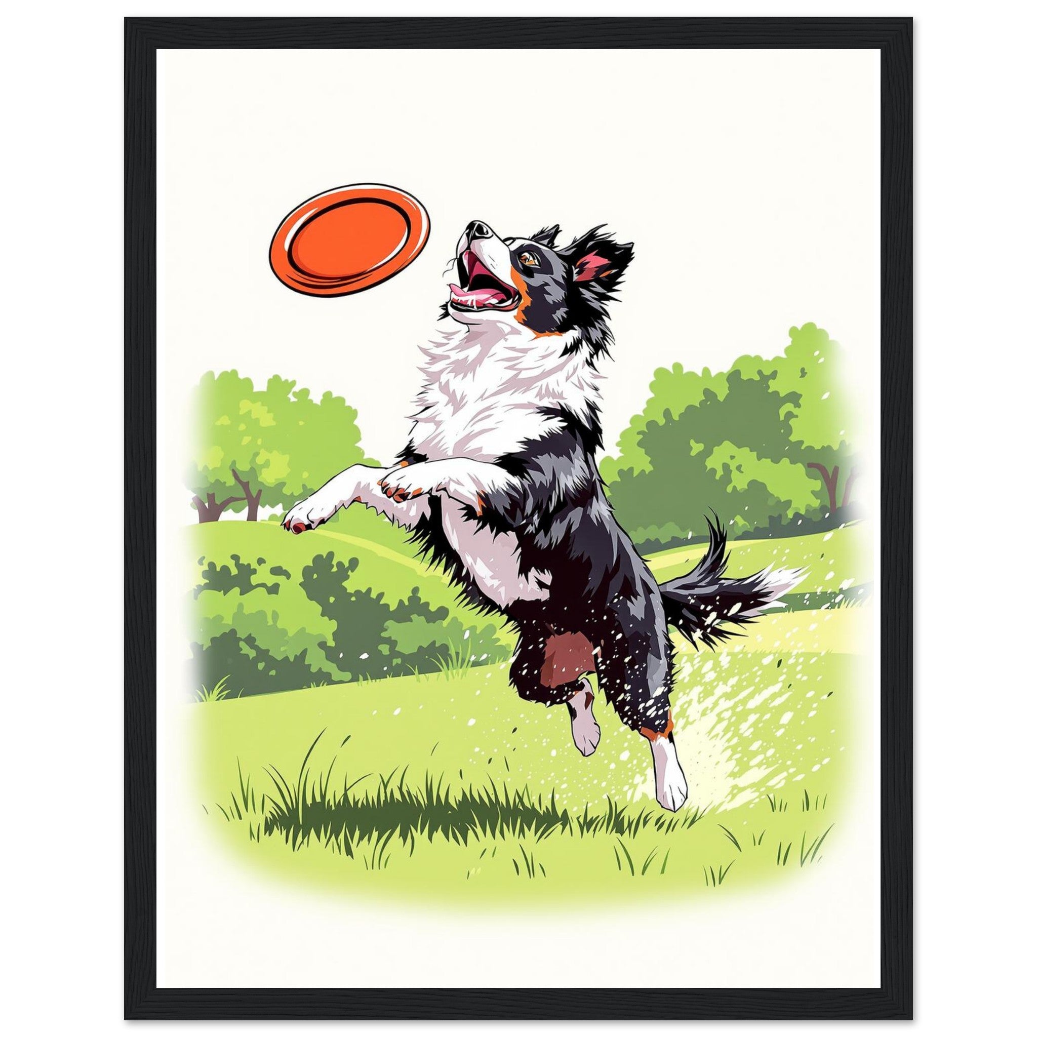 Border Collie Action Framed Print Wall Art Ready to Hang UK — Framed Art Print | Wild Thread Co UK