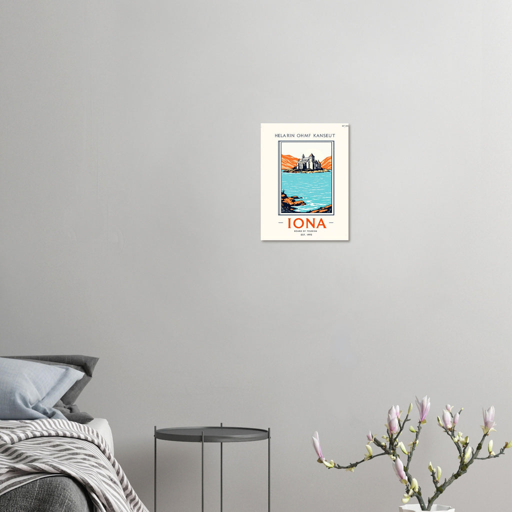 Iona Vintage Travel Poster Art Print — detail view | Wild Thread Co
