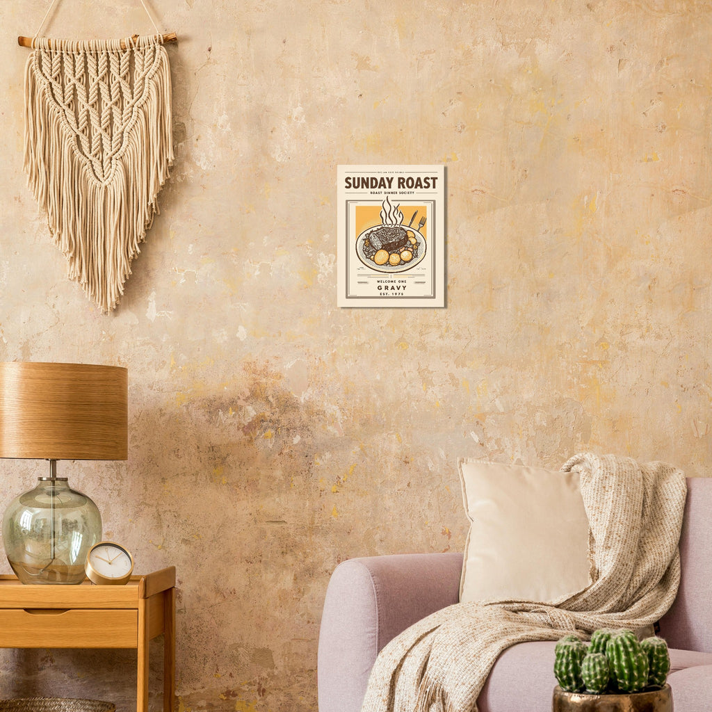 Sunday Roast Vintage Travel Poster Art Print — detail view | Wild Thread Co