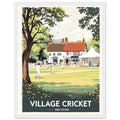 Village Cricket Sunday Green Framed Art Print — detail view | Wild Thread Co