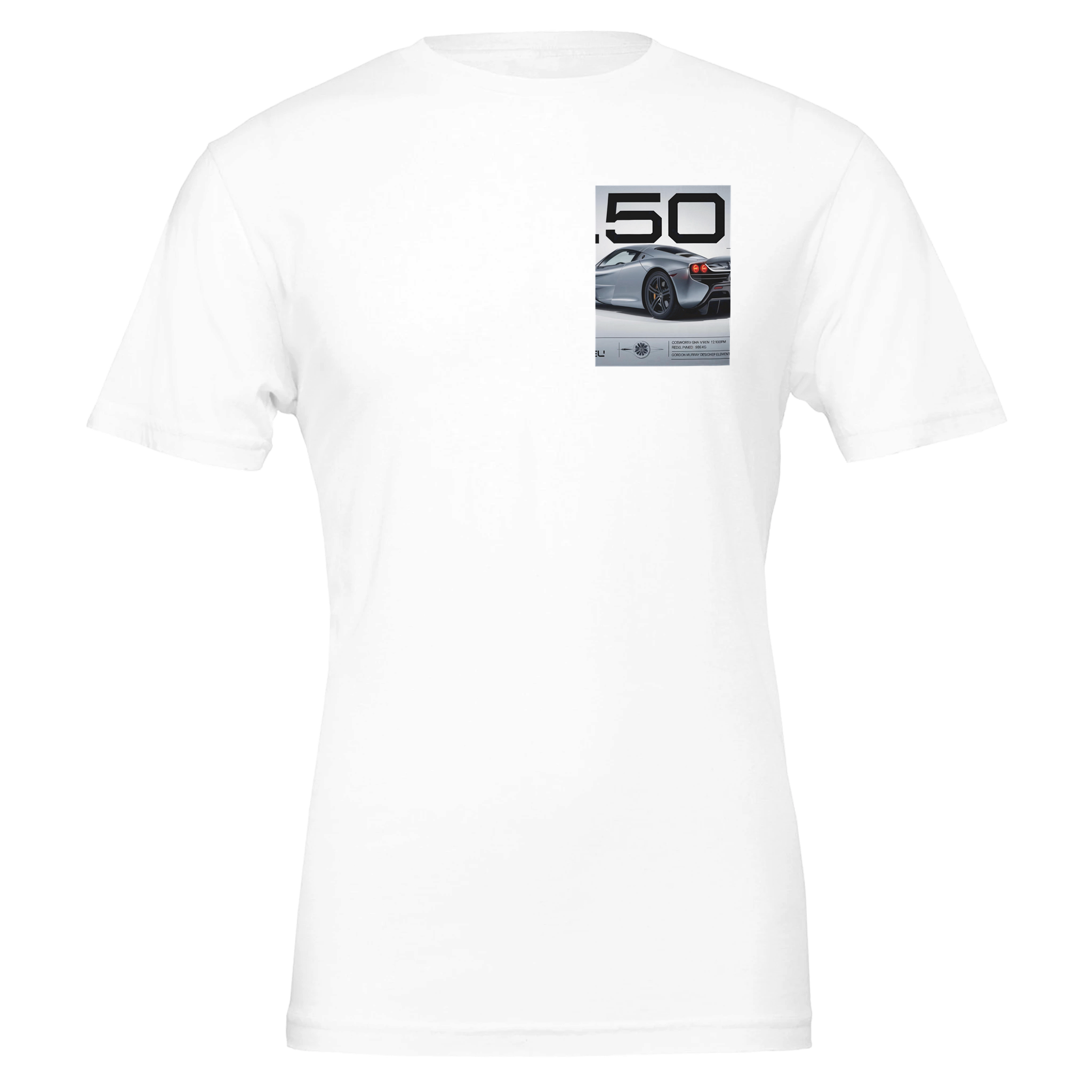 Gordon Murray T50 Fan Car Ultimate Spec T-Shirt — detail view | Wild Thread Co