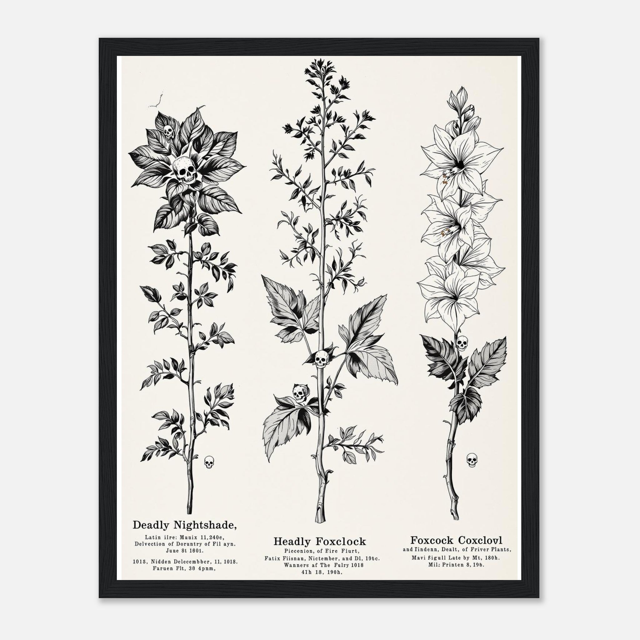 Dark Academia Deadly Botanicals Framed Print Wall Art Ready to Hang Framed Art Print — detail view | Wild Thread Co