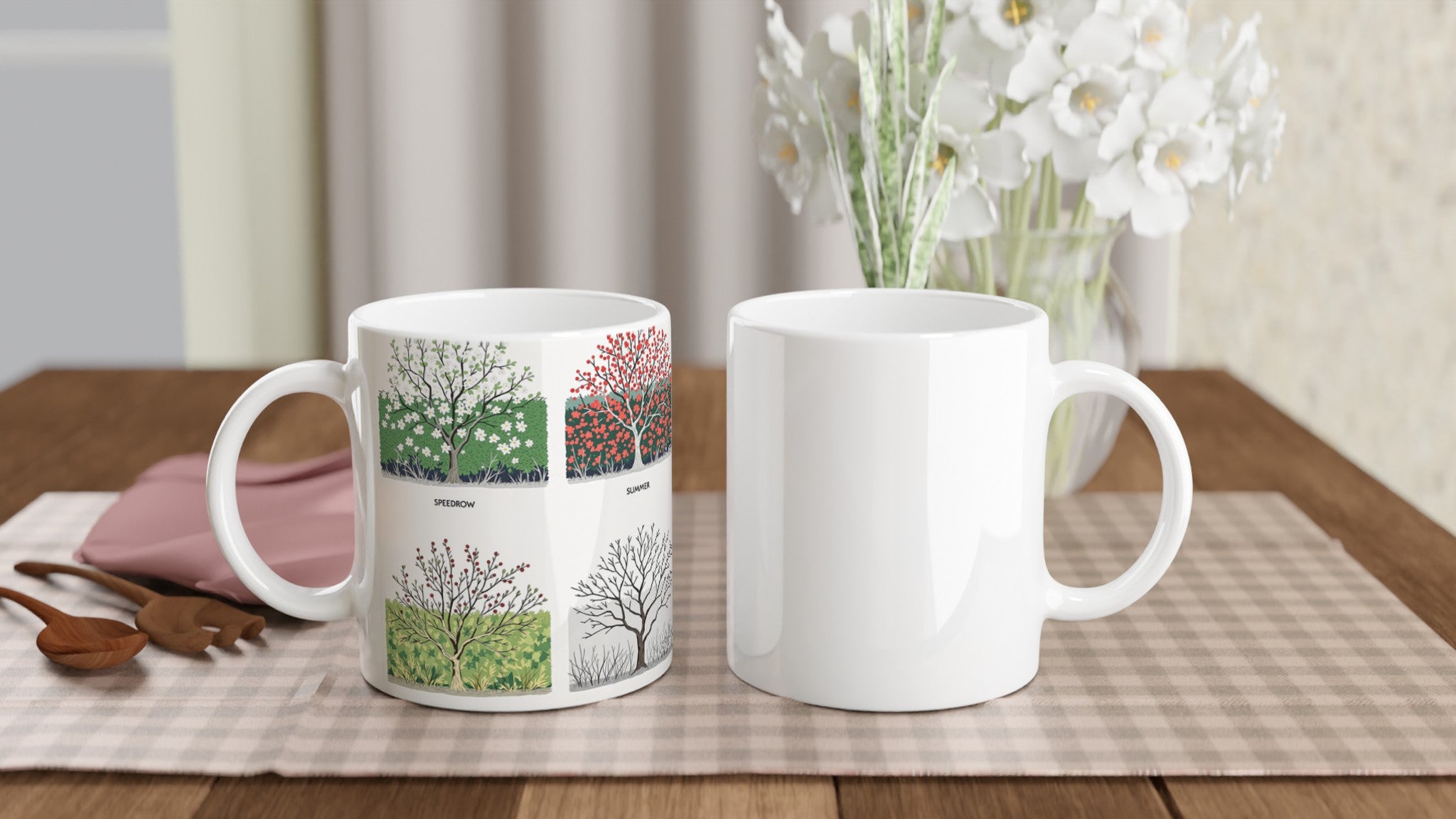 Hedgerow Four Seasons Panels Mug — detail view | Wild Thread Co