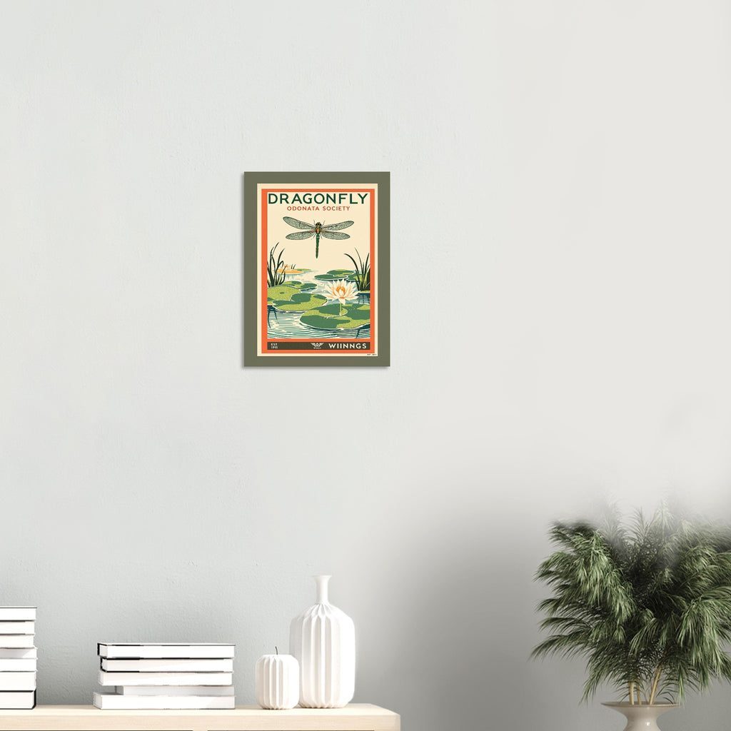 Dragonfly Vintage Travel Poster Art Print — detail view | Wild Thread Co