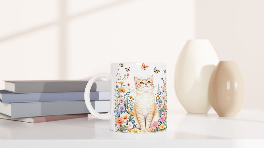 Cat In Flowers Mug Coffee Tea Ceramic 11oz — Mug | Wild Thread Co