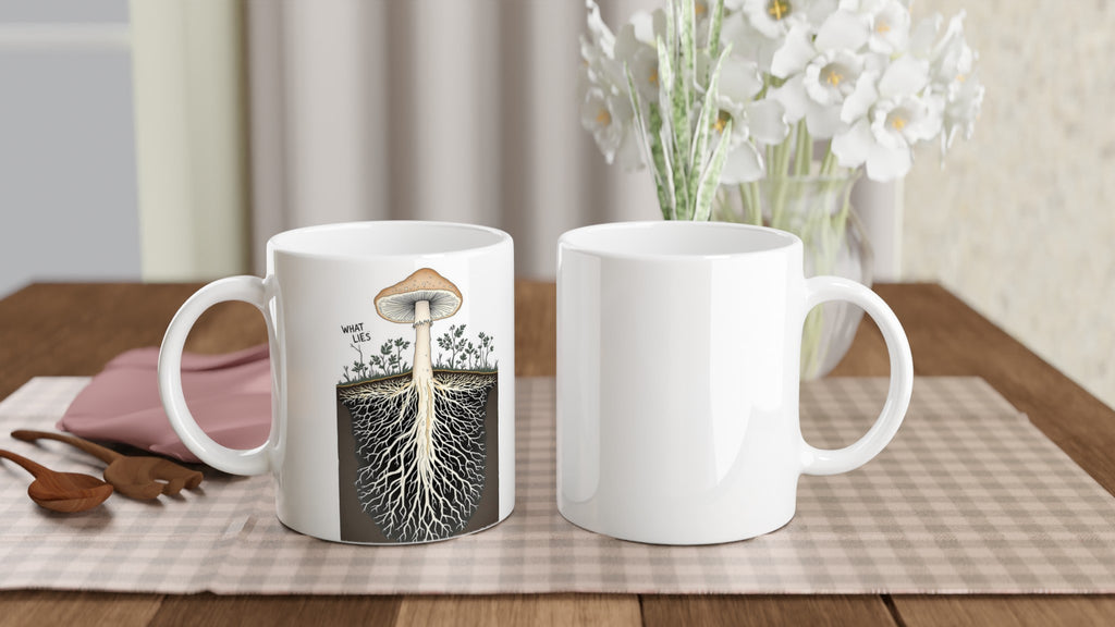 Mycelium Network Cross-section Mug — detail view | Wild Thread Co