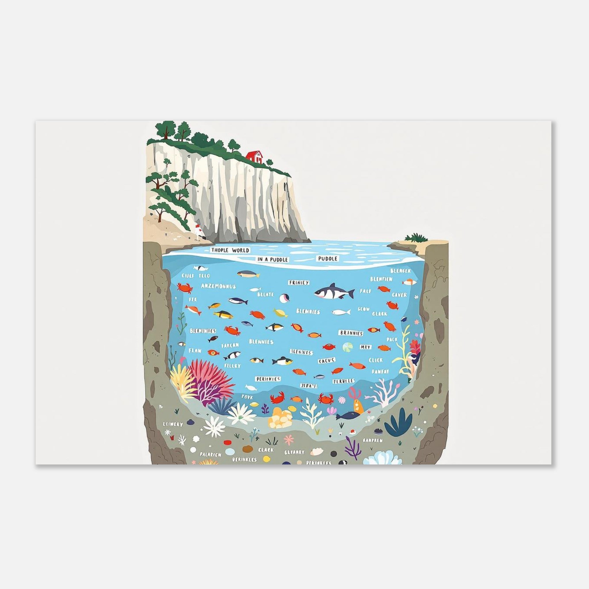 Rock Pool Tidal Cross-section Print Material — detail view | Wild Thread Co