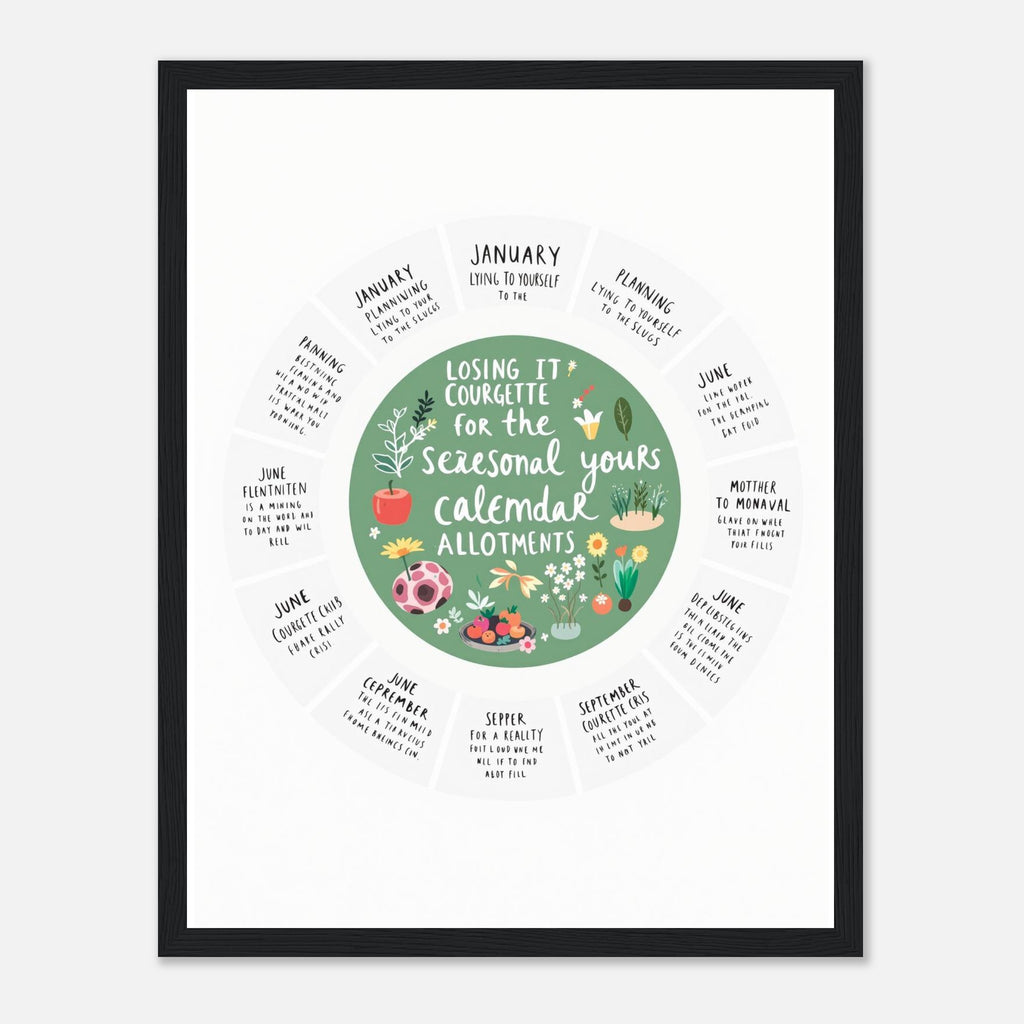 Allotment Circular Seasonal Calendar Framed Print Wall Art Ready to Hang UK — Framed Art Print | Wild Thread Co