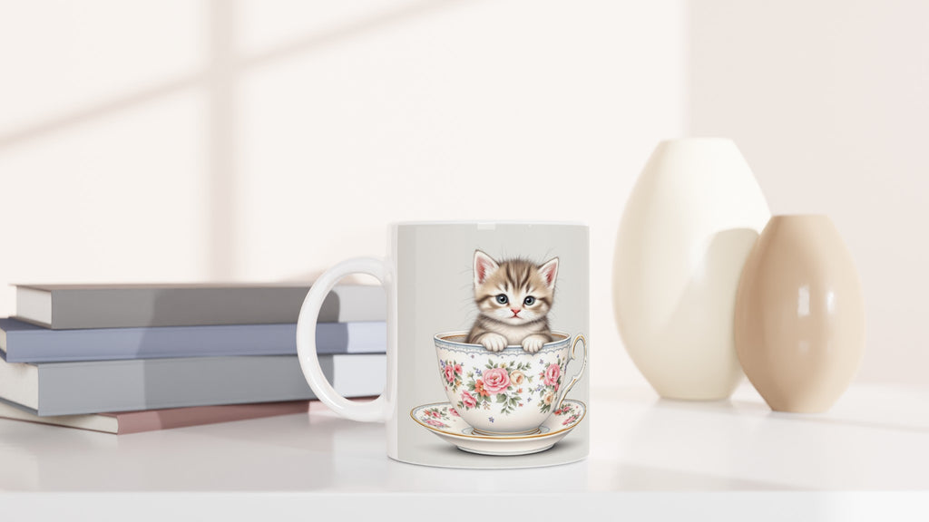 Cat And Teacup Mug — detail view | Wild Thread Co