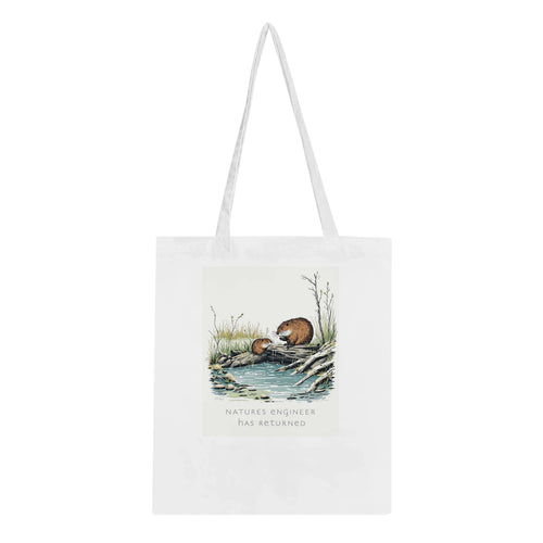 Beaver Rewilding Dam Builder Tote Bag Cotton Shopper UK — Tote Bag | Wild Thread Co