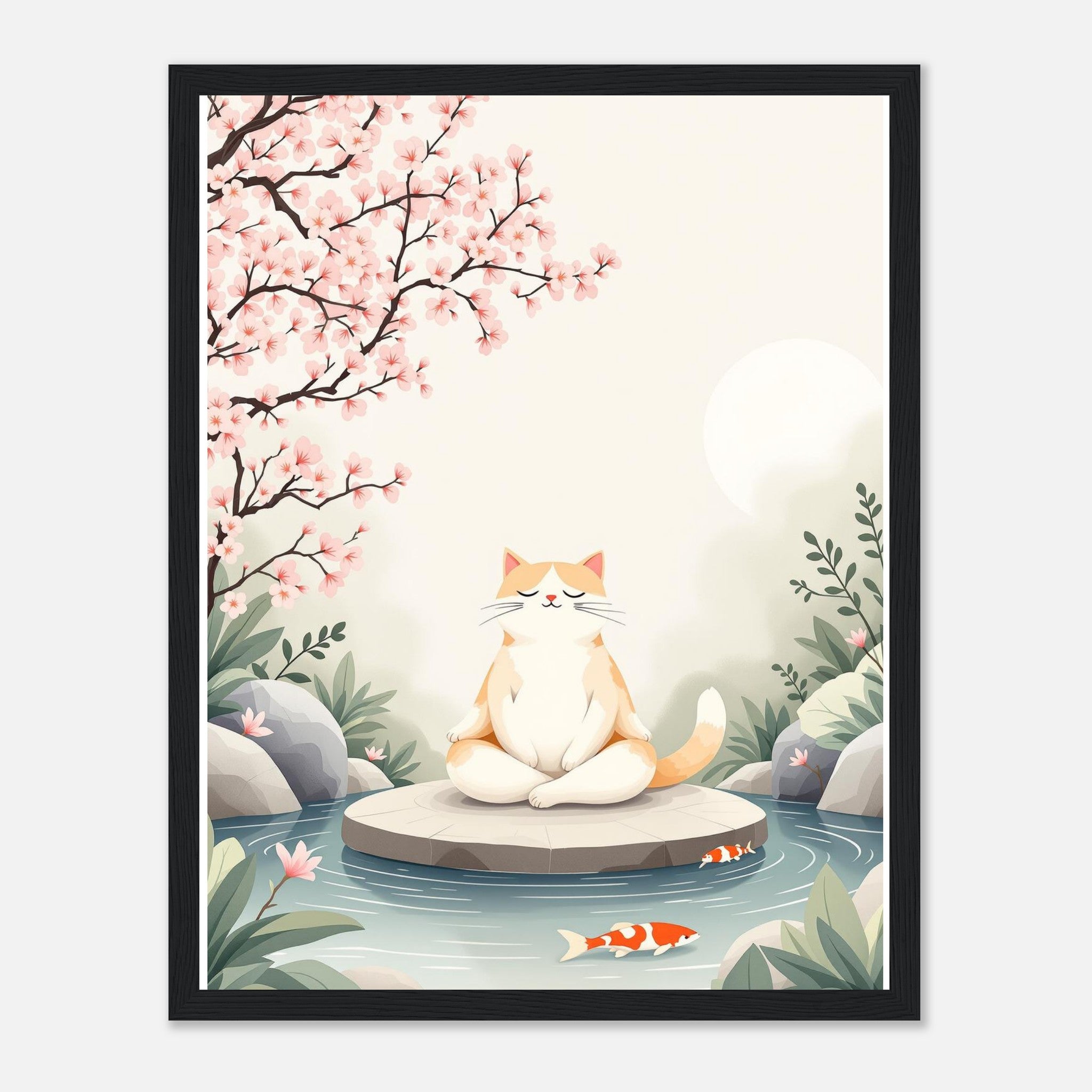 Cat Zen Garden Framed Print — Framed Art Print | Wild Thread Co