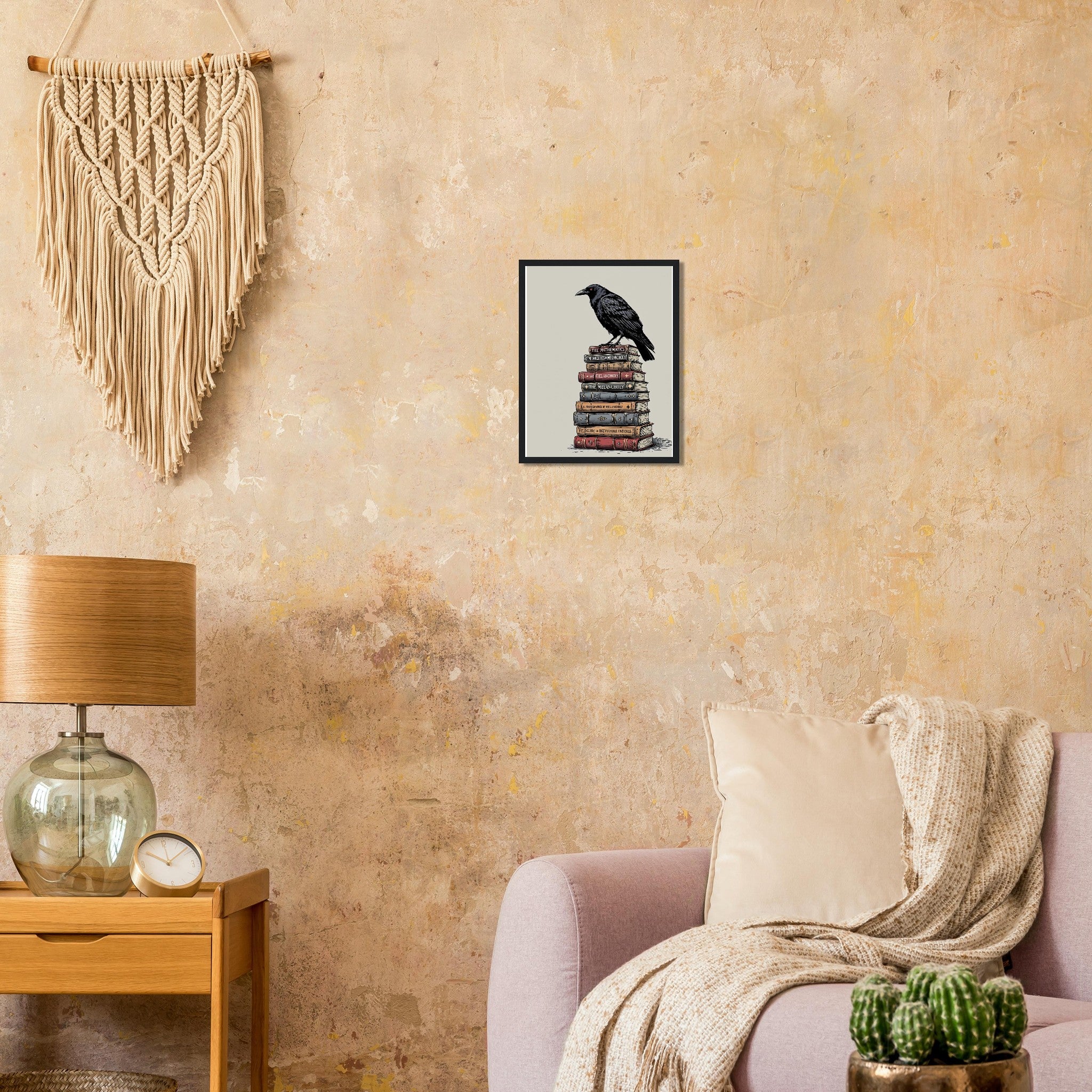 Raven Library Dark Academia Framed Print Wall Art Ready to Hang UK Framed Art Print — detail view | Wild Thread Co