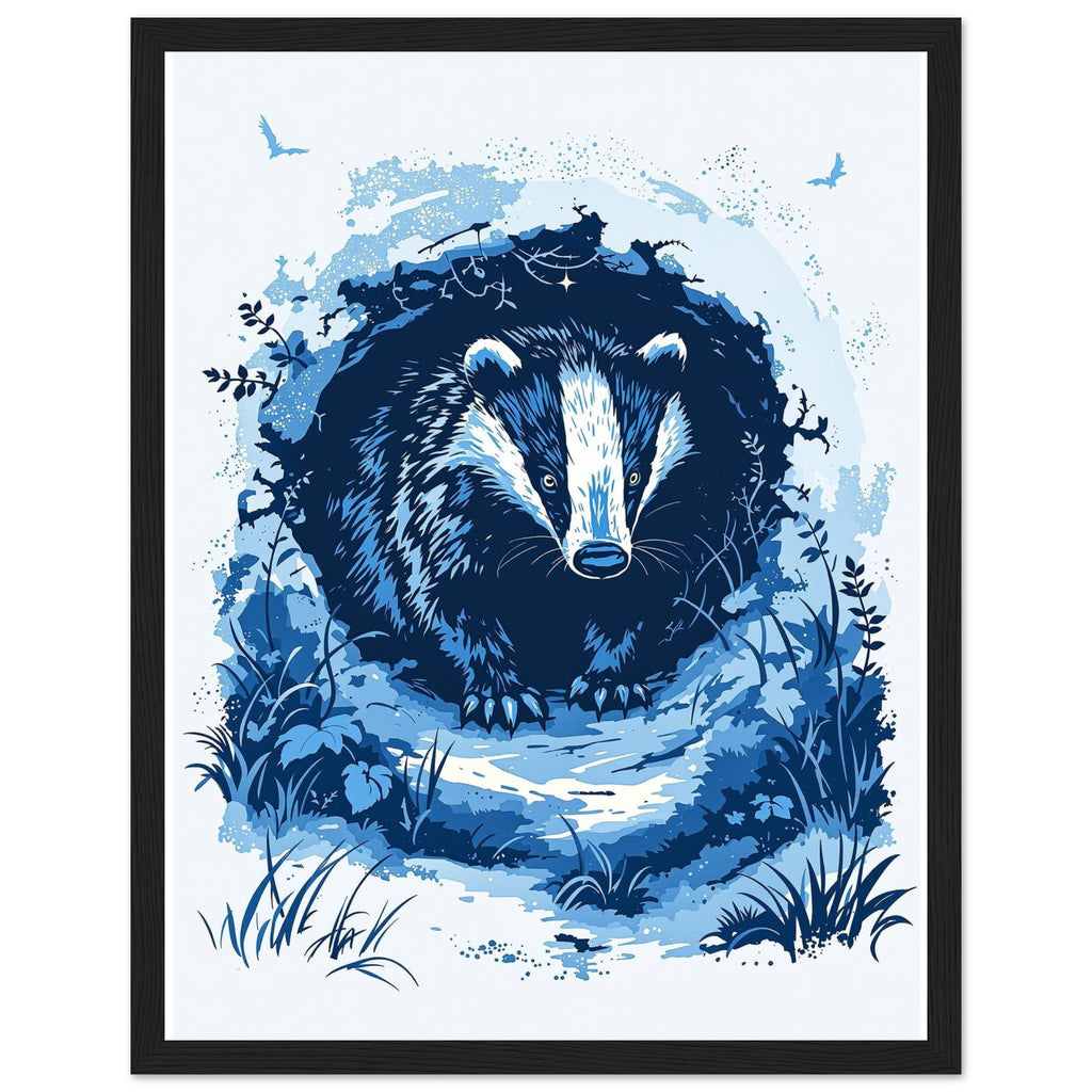 Badger Moonlight Art Framed Print Wall Art Ready to Hang UK — Framed Art Print | Wild Thread Co UK