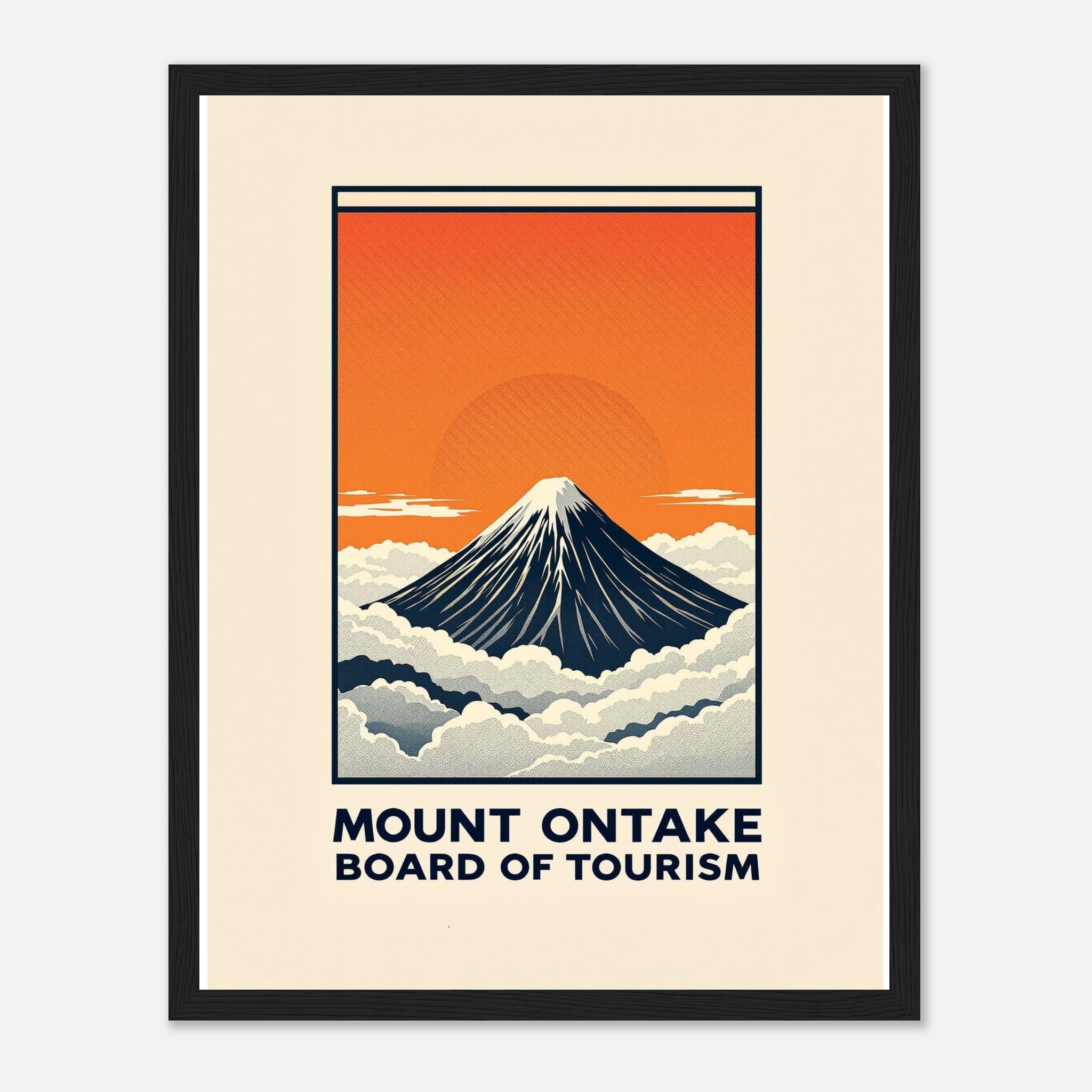 Mount Ontake Vintage Travel Poster Framed Art Print — detail view | Wild Thread Co
