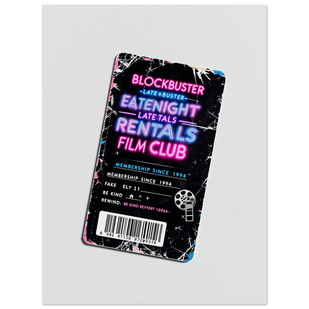 Late Night Rentals Film Club Membership Card Vhs Video Shop Animal Lover Gift UK Art Print — detail view | Wild Thread Co