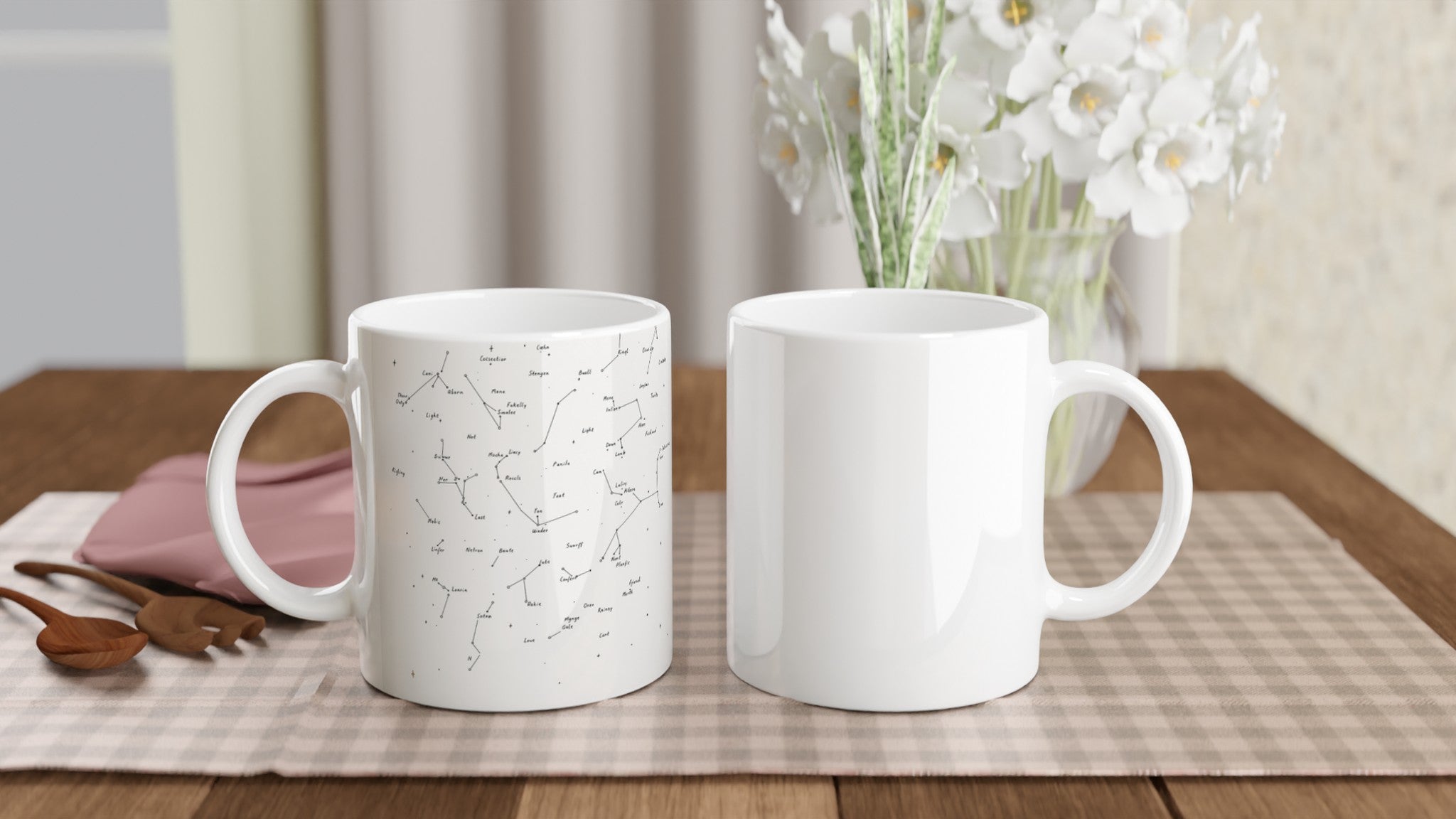 Winter Night Sky Star Chart Mug — detail view | Wild Thread Co