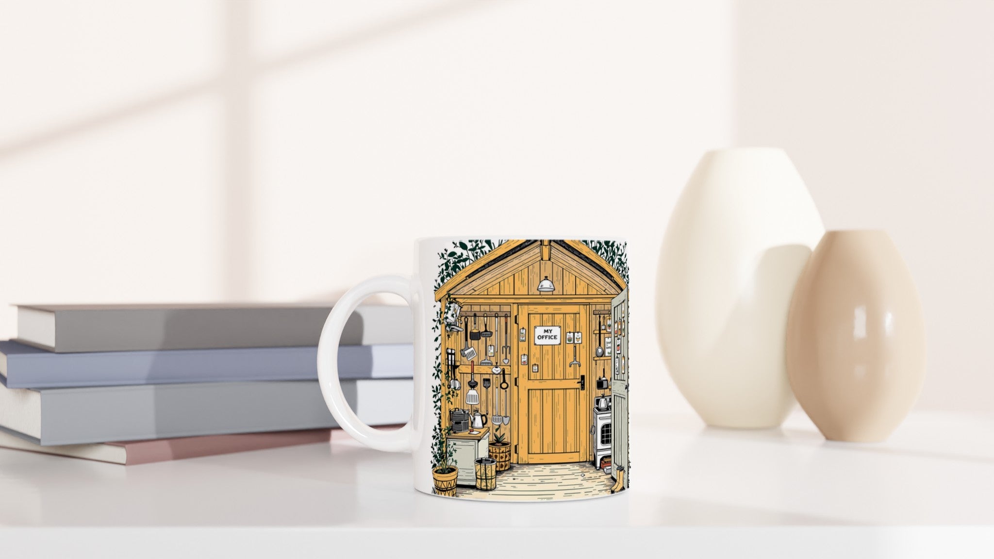 Allotment Shed Sanctuary Mug — detail view | Wild Thread Co