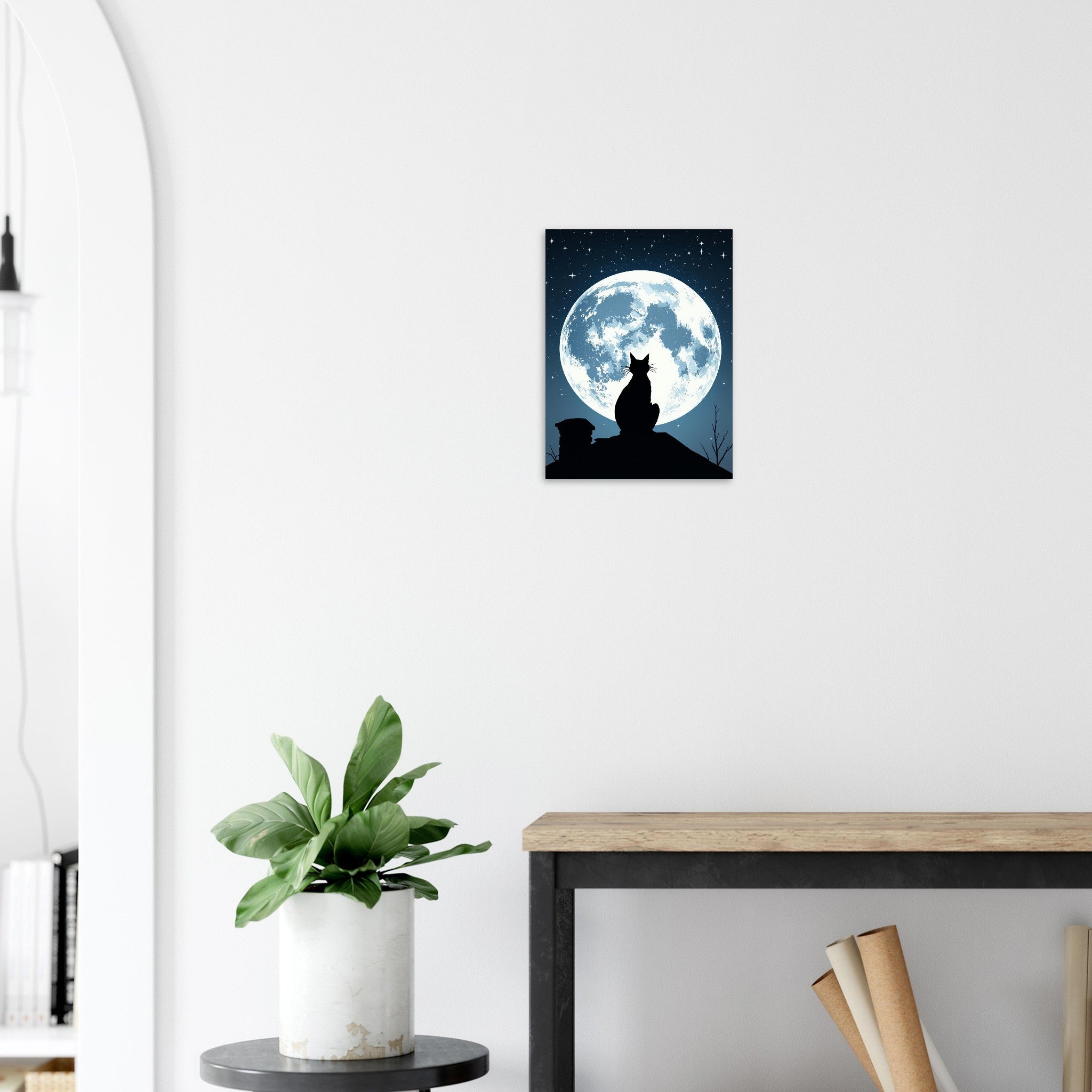 Black Cat Moonlight Art Print Art Print — detail view | Wild Thread Co