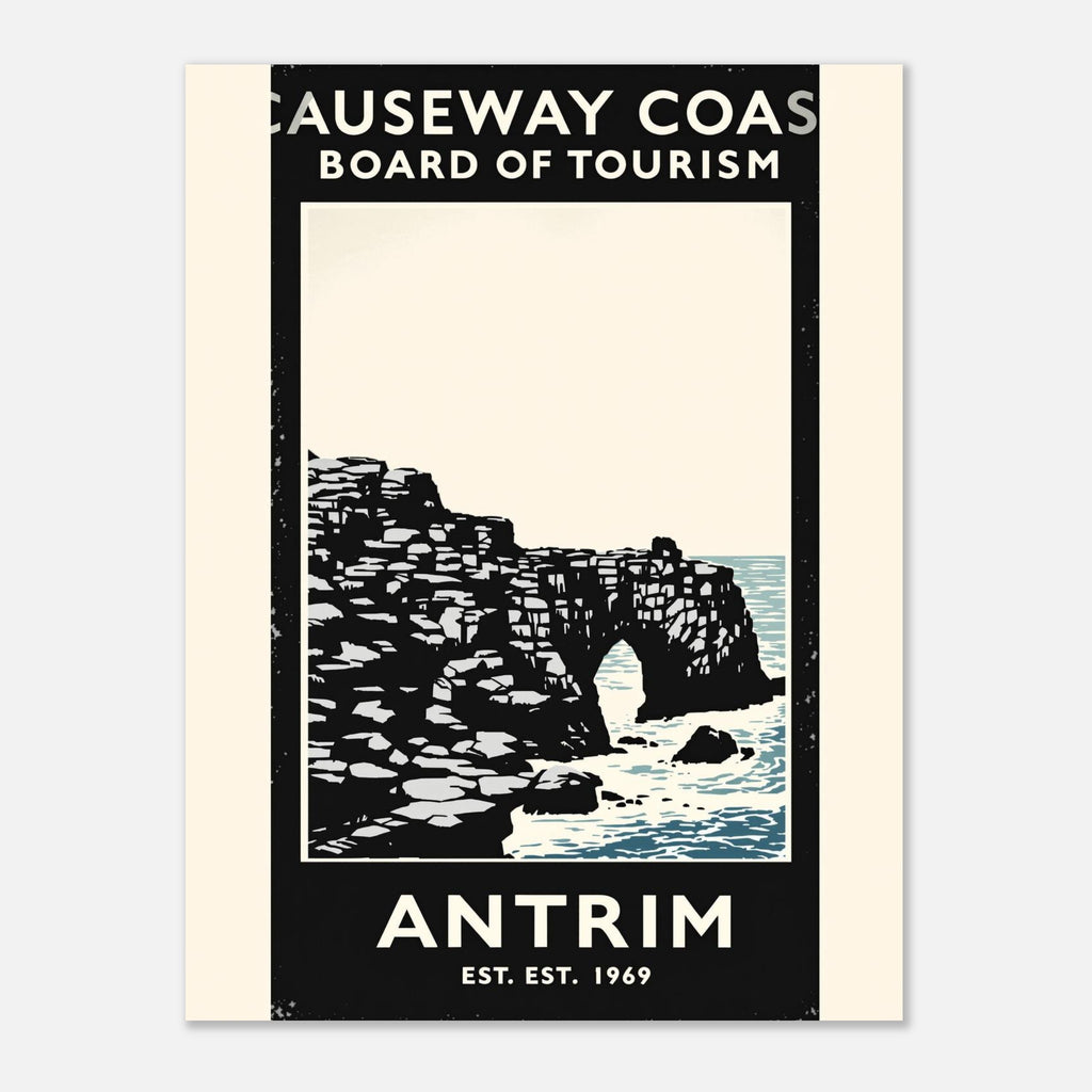 Causeway Coast Vintage Travel Poster Art Print — detail view | Wild Thread Co