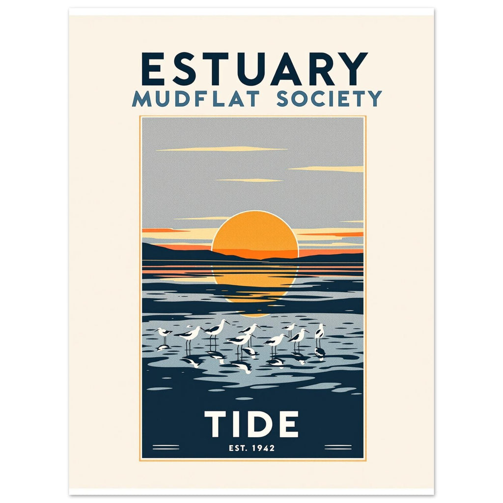 Estuary Vintage Travel Poster Art Print — detail view | Wild Thread Co