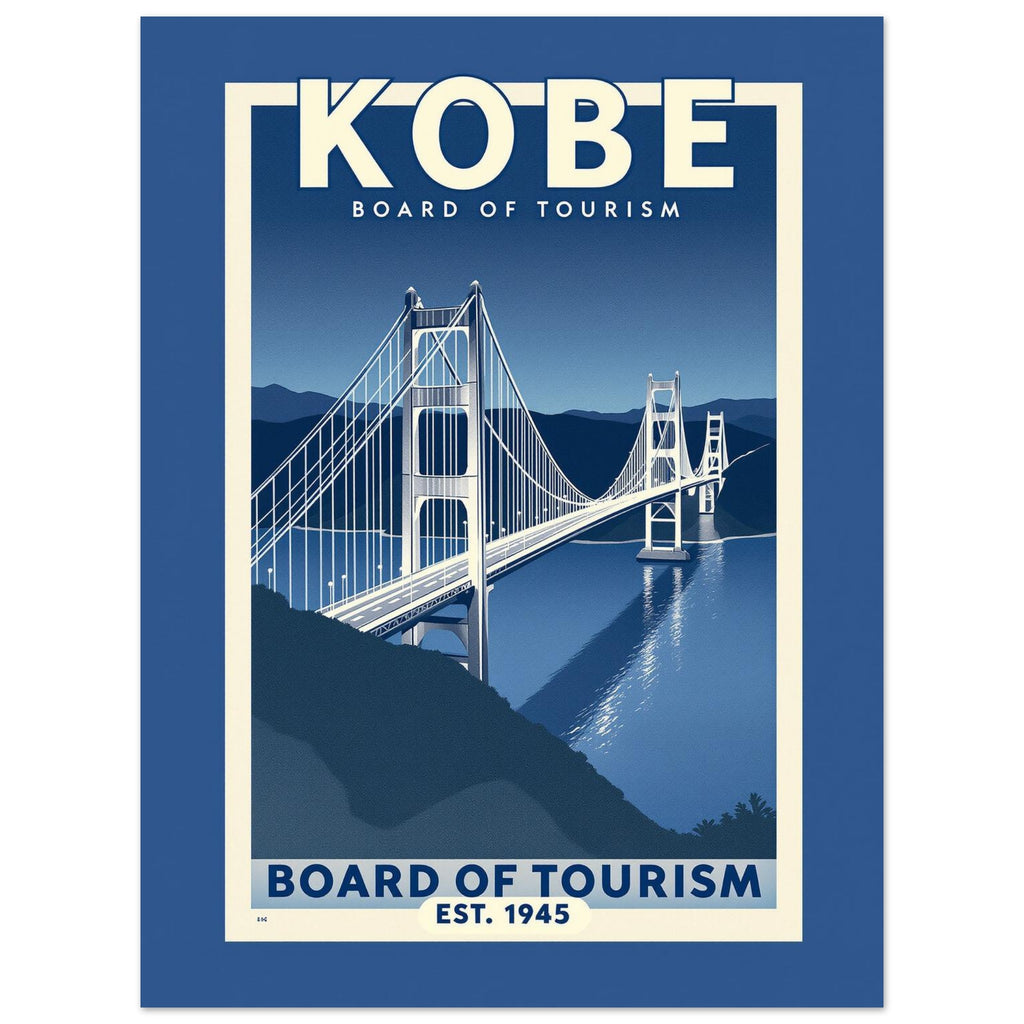 Kobe Vintage Travel Poster Art Print — detail view | Wild Thread Co