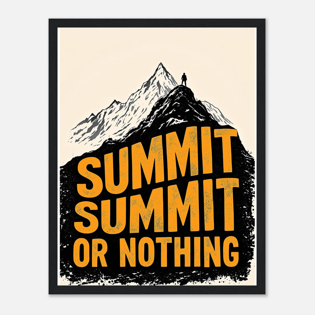 Gorpcore Mountain Summit Framed Print Wall Art Ready to Hang UK Framed Art Print — detail view | Wild Thread Co