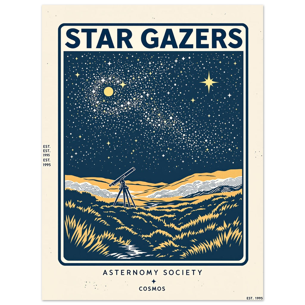 Star Gazers Vintage Travel Poster Art Print — detail view | Wild Thread Co