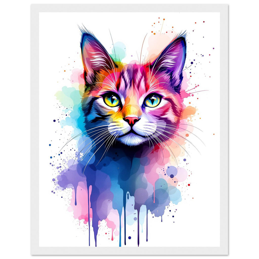 Watercolour Cat Splash Framed Framed Art Print — detail view | Wild Thread Co