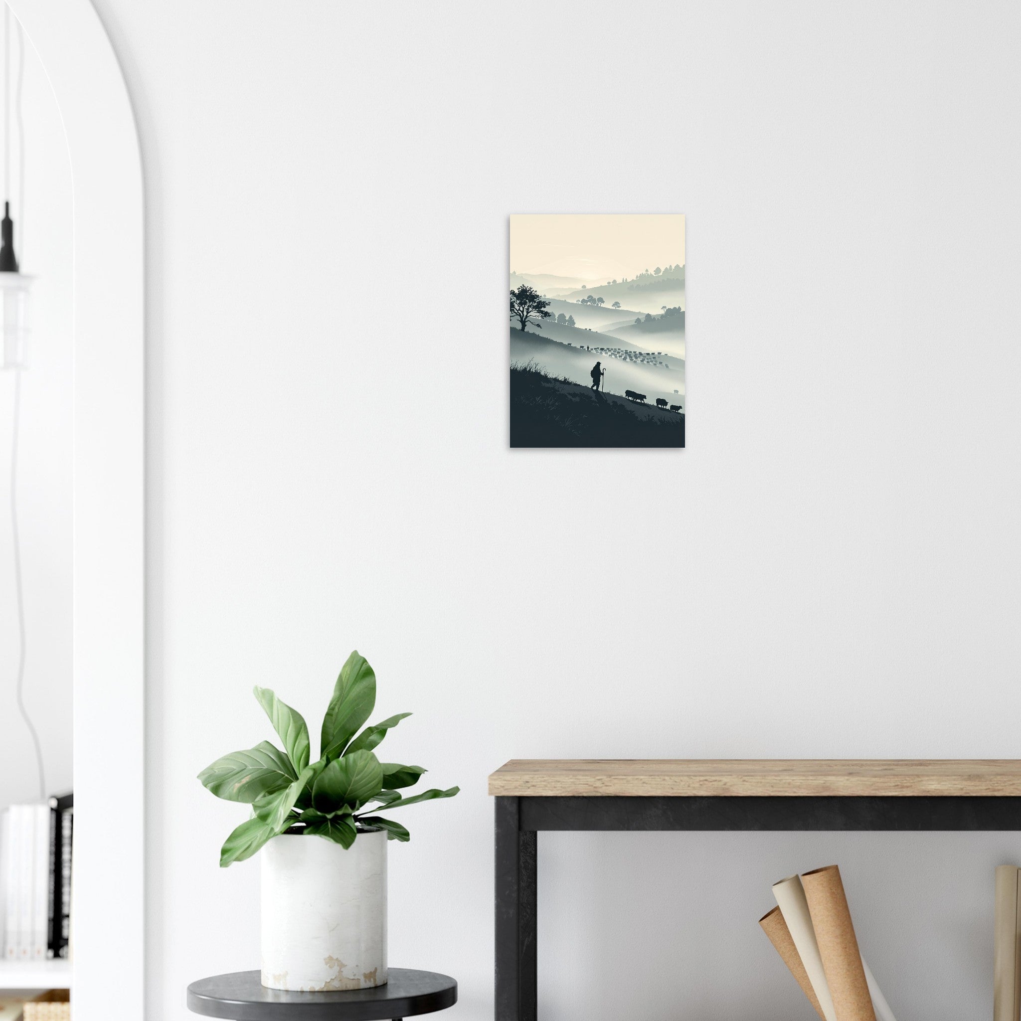 The Long Walk Home Shepherd Hillside Art Print Art Print — detail view | Wild Thread Co