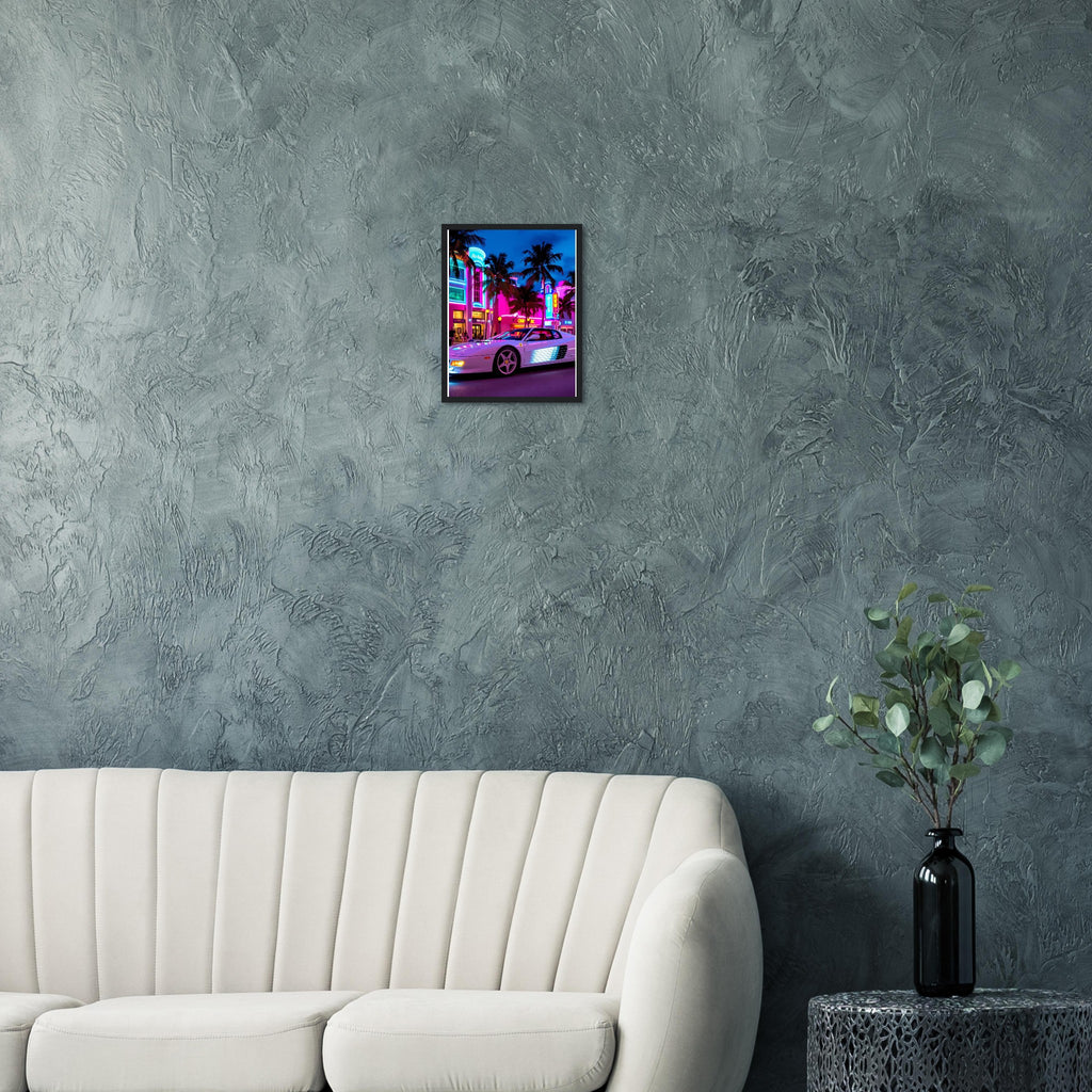 Ferrari Testarossa Miami Framed Art Print — detail view | Wild Thread Co