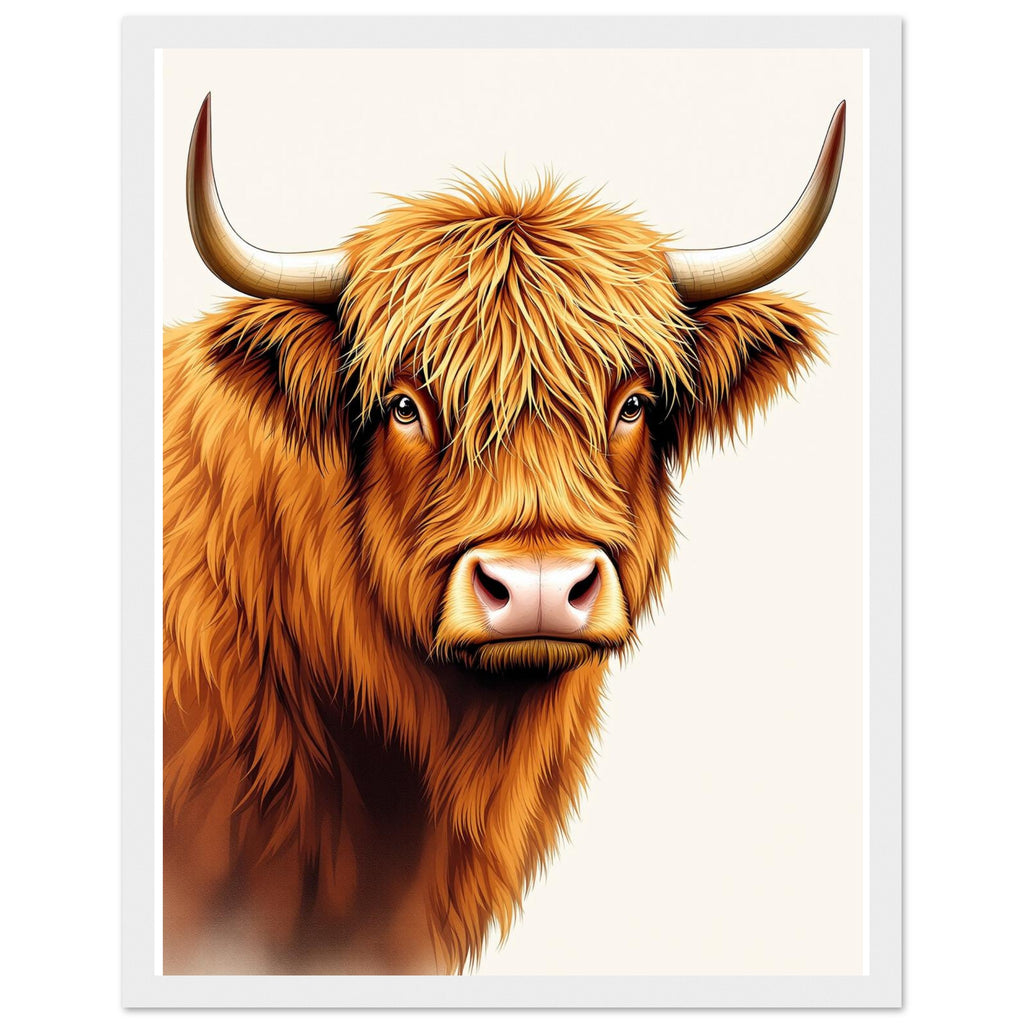 Highland Cattle Portrait Framed Print Wall Art Ready to Hang UK Framed Art Print — detail view | Wild Thread Co