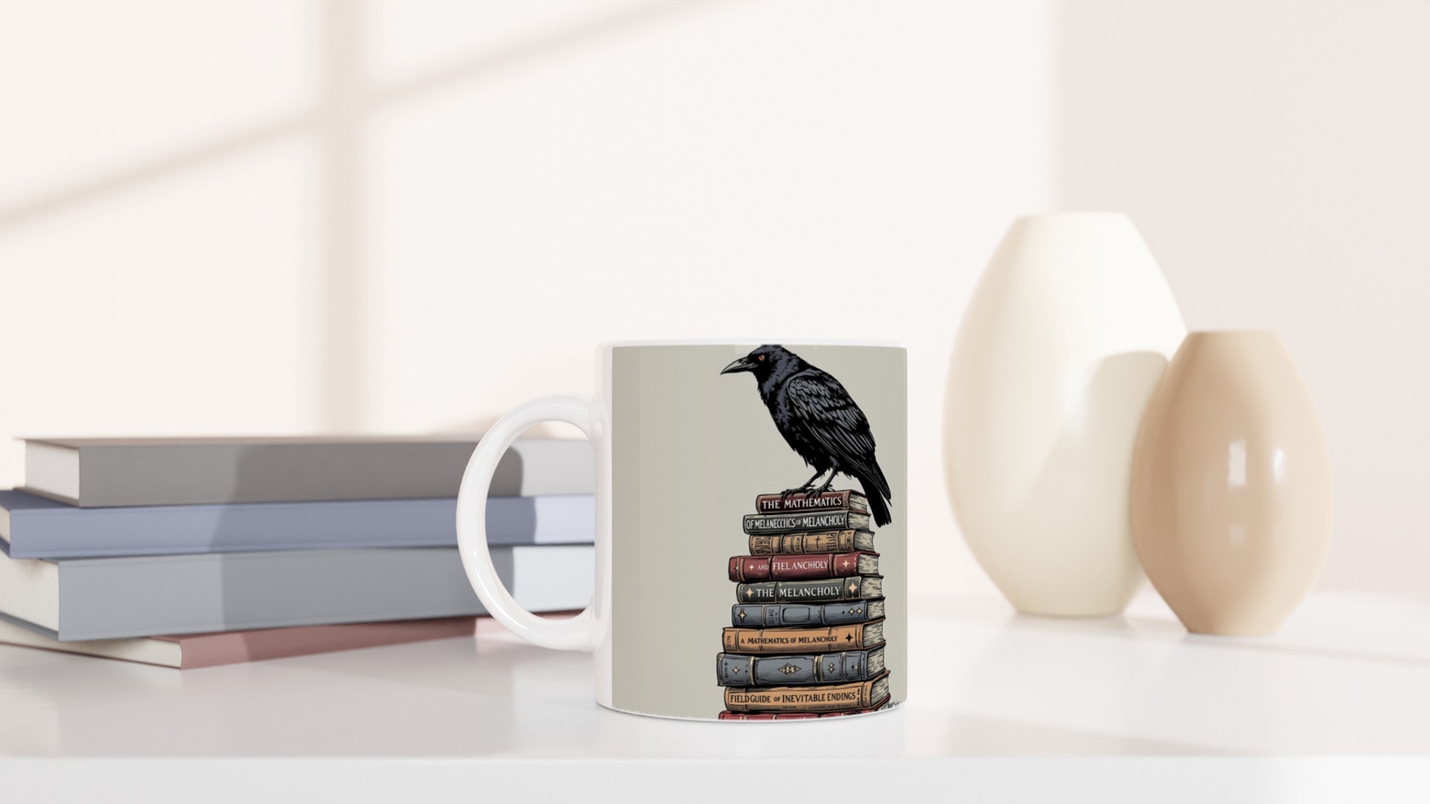 Raven Library Dark Academia Mug — detail view | Wild Thread Co