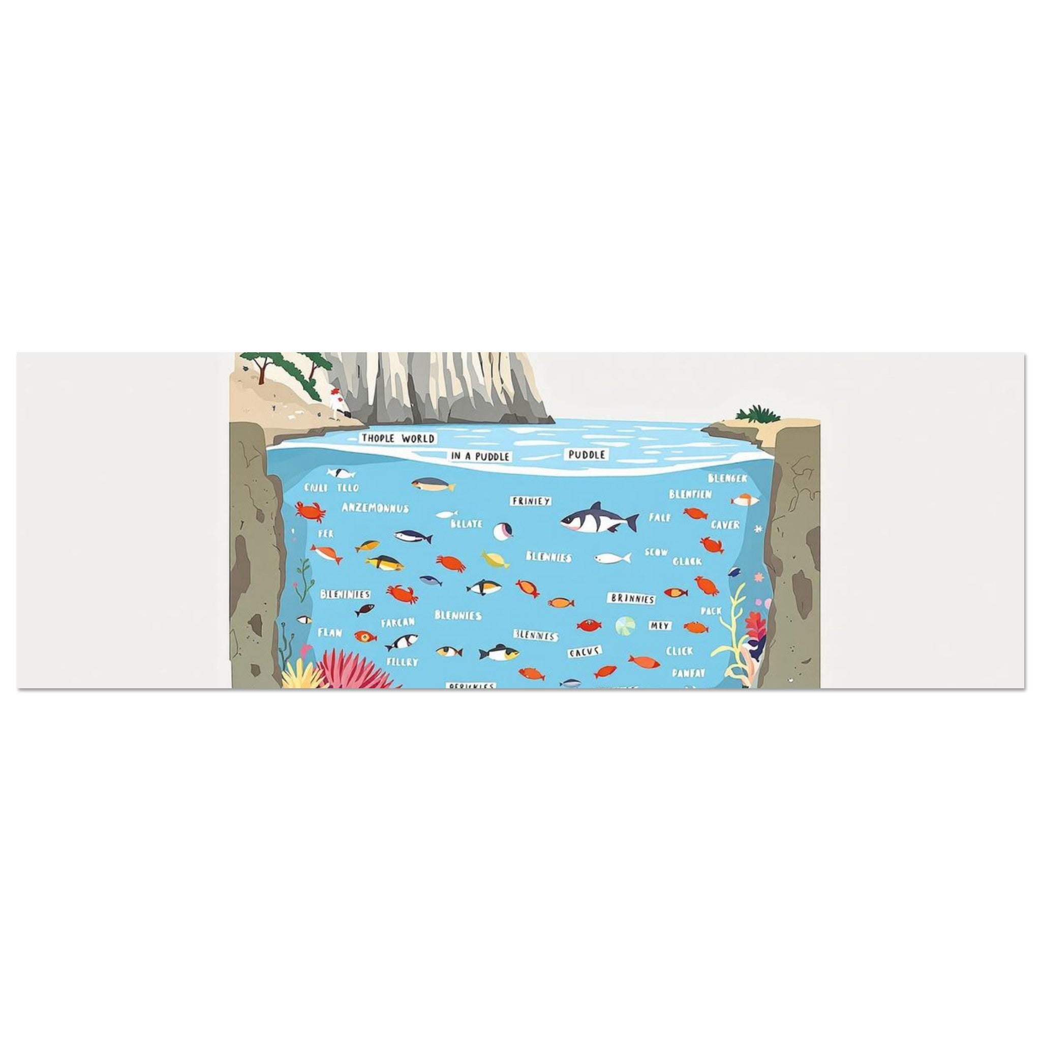 Rock Pool Tidal Cross-section Print Material — detail view | Wild Thread Co