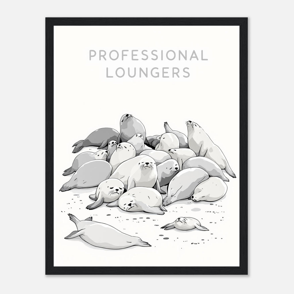 Grey Seal Colony Pups Atlantic Framed Art Print — detail view | Wild Thread Co