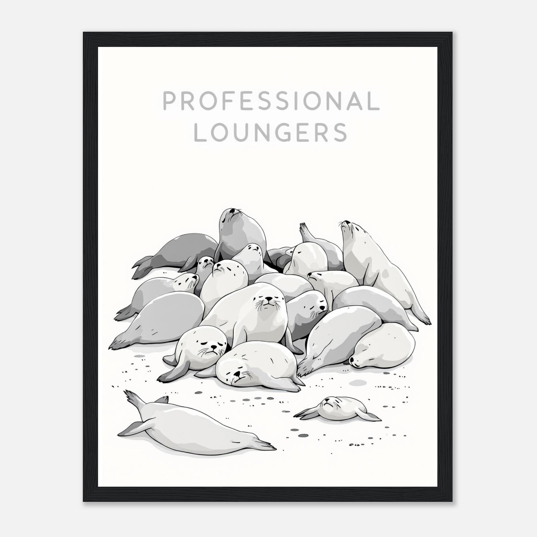 Grey Seal Colony Pups Atlantic Framed Art Print — detail view | Wild Thread Co