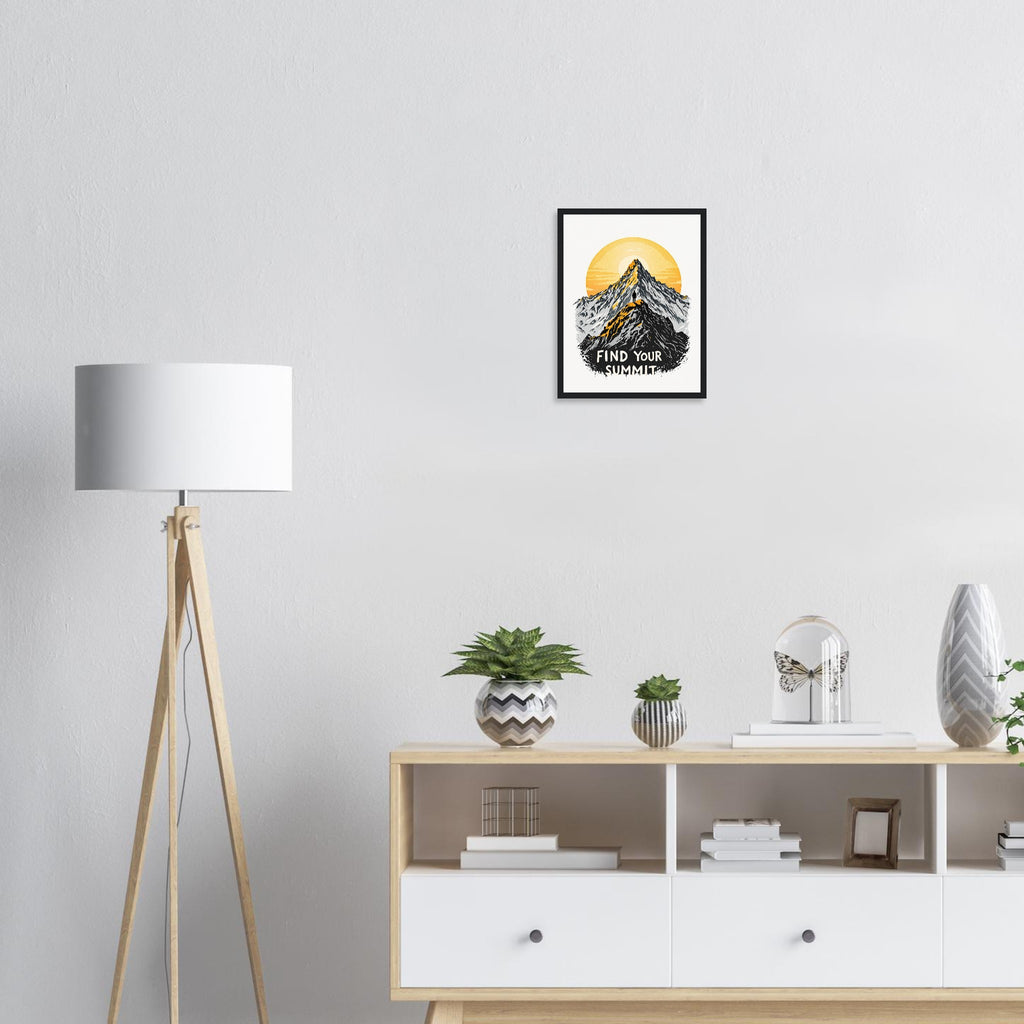 Mountain Summit Framed Print Wall Art Ready to Hang UK Framed Art Print — detail view | Wild Thread Co
