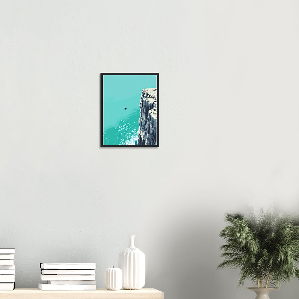 Coasteering Cliff Jump Framed Art Print — detail view | Wild Thread Co
