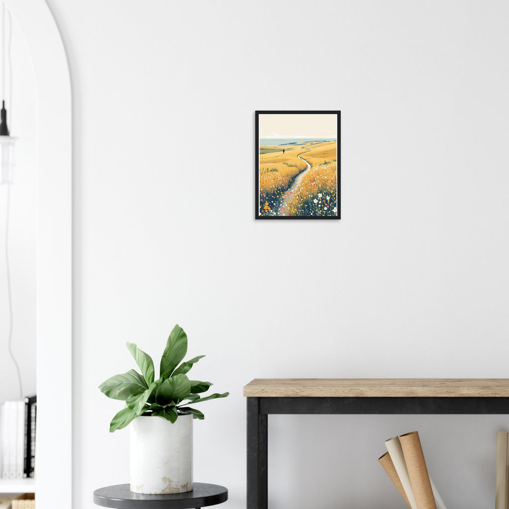 Chalk Downland South Downs Walker Framed Print — Framed Art Print | Wild Thread Co