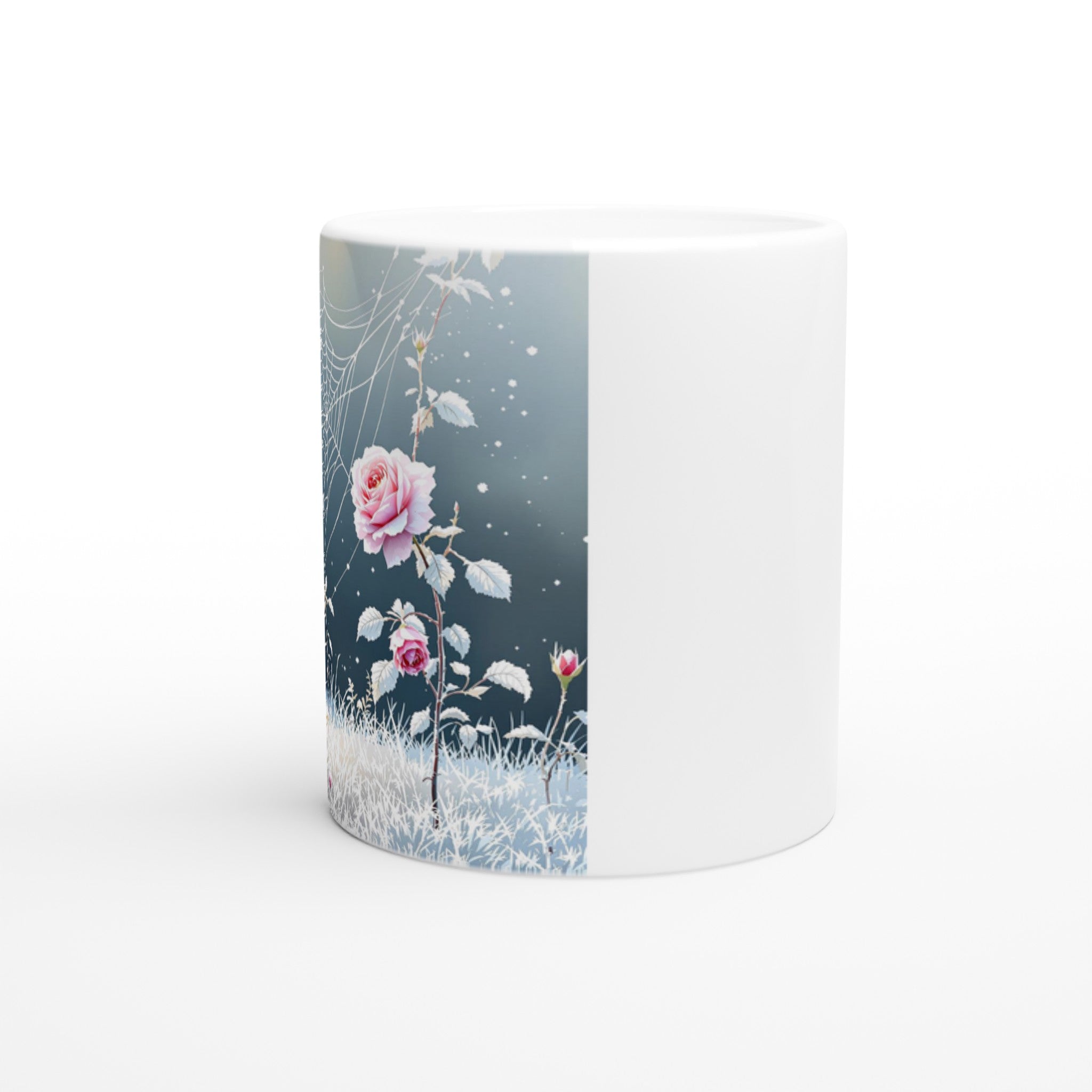 First Frost Garden Morning Rose Mug — detail view | Wild Thread Co