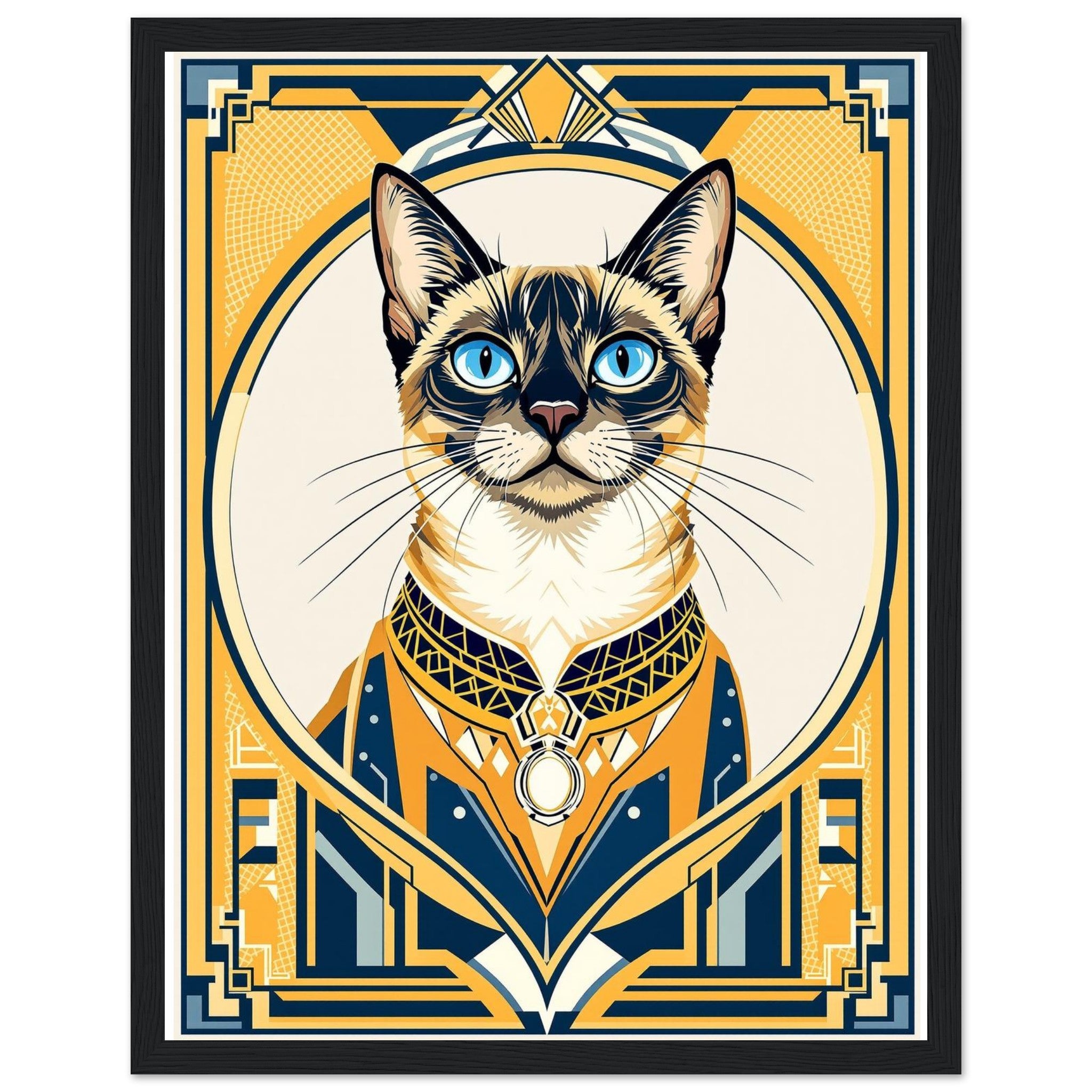 Siamese Cat Elegance Art Framed Print Wall Art Ready to Hang UK — Framed Art Print | Wild Thread Co UK