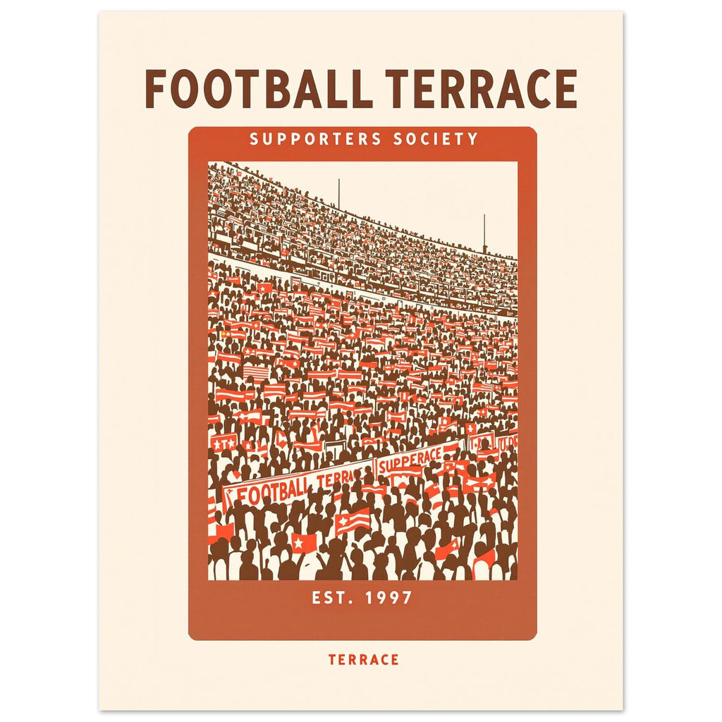 Football Terrace Vintage Travel Poster Art Print — detail view | Wild Thread Co