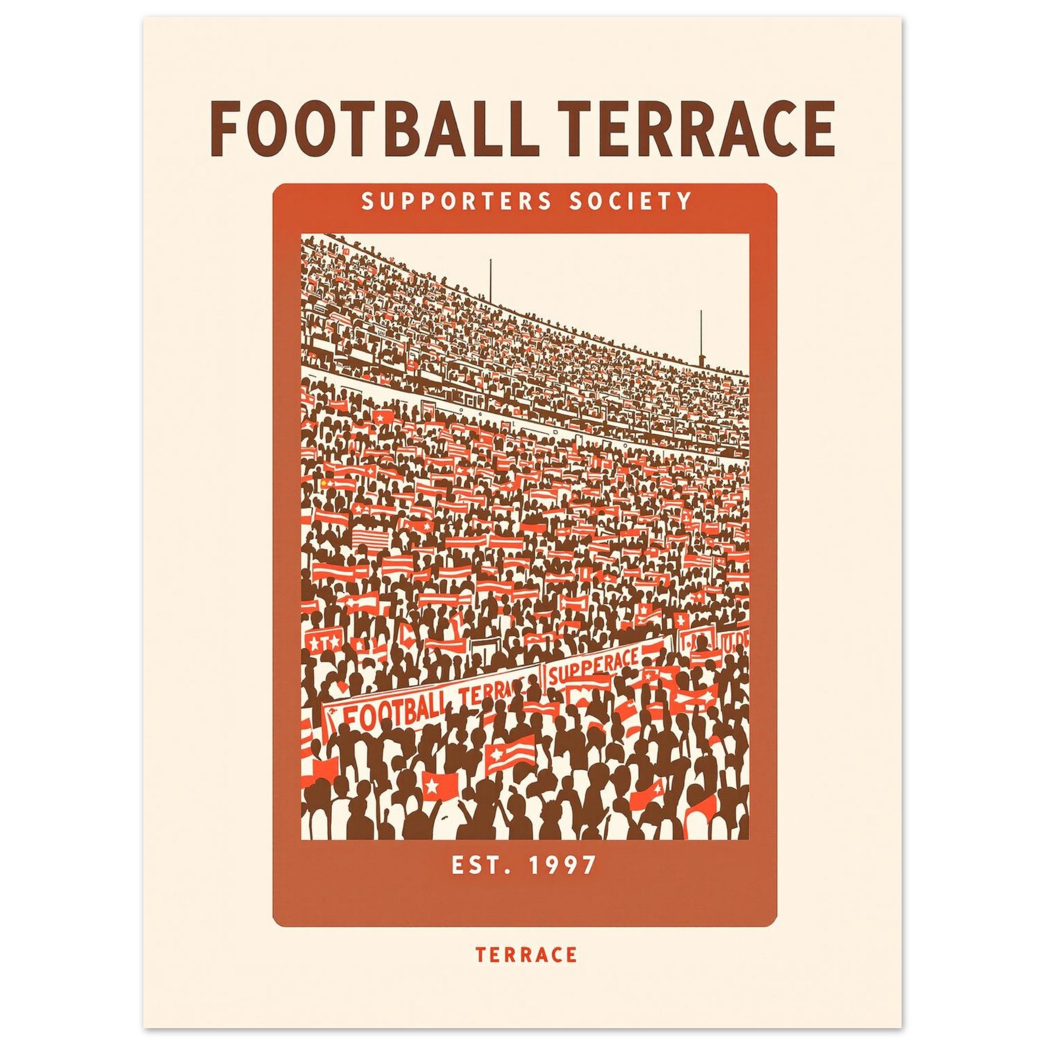 Football Terrace Vintage Travel Poster Art Print — detail view | Wild Thread Co