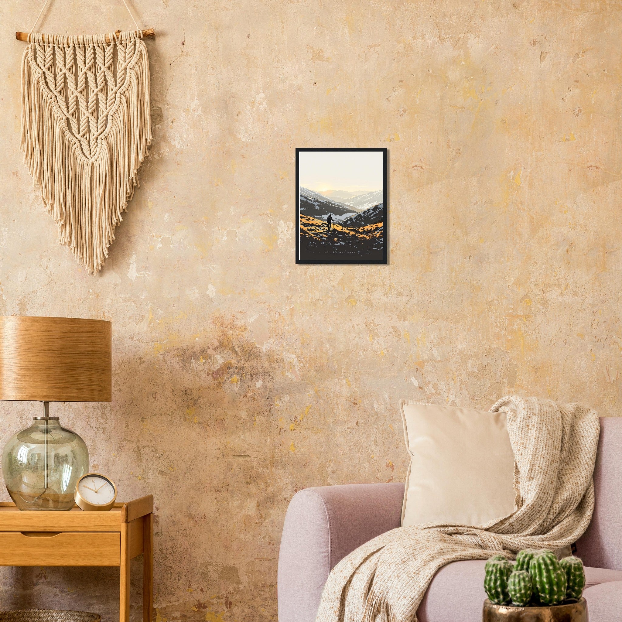 Last Light Welsh Hills Walker Framed Art Print — detail view | Wild Thread Co