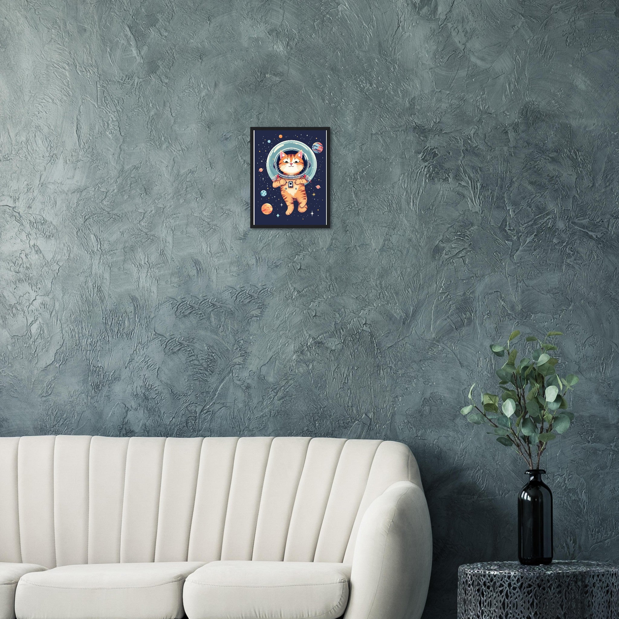 Cat Astronaut Framed Print Wall Art Ready to Hang UK — Framed Art Print | Wild Thread Co
