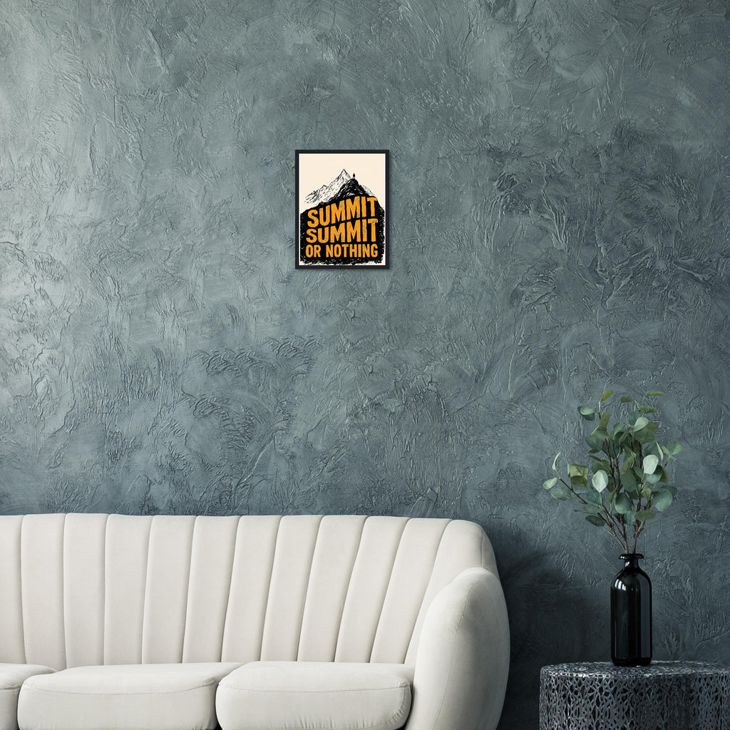 Gorpcore Mountain Summit Framed Print Wall Art Ready to Hang UK Framed Art Print — detail view | Wild Thread Co