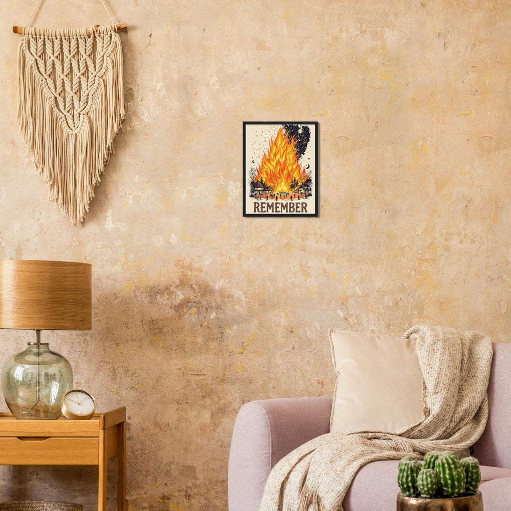 Bonfire Night Village Fire Framed Print — Framed Art Print | Wild Thread Co